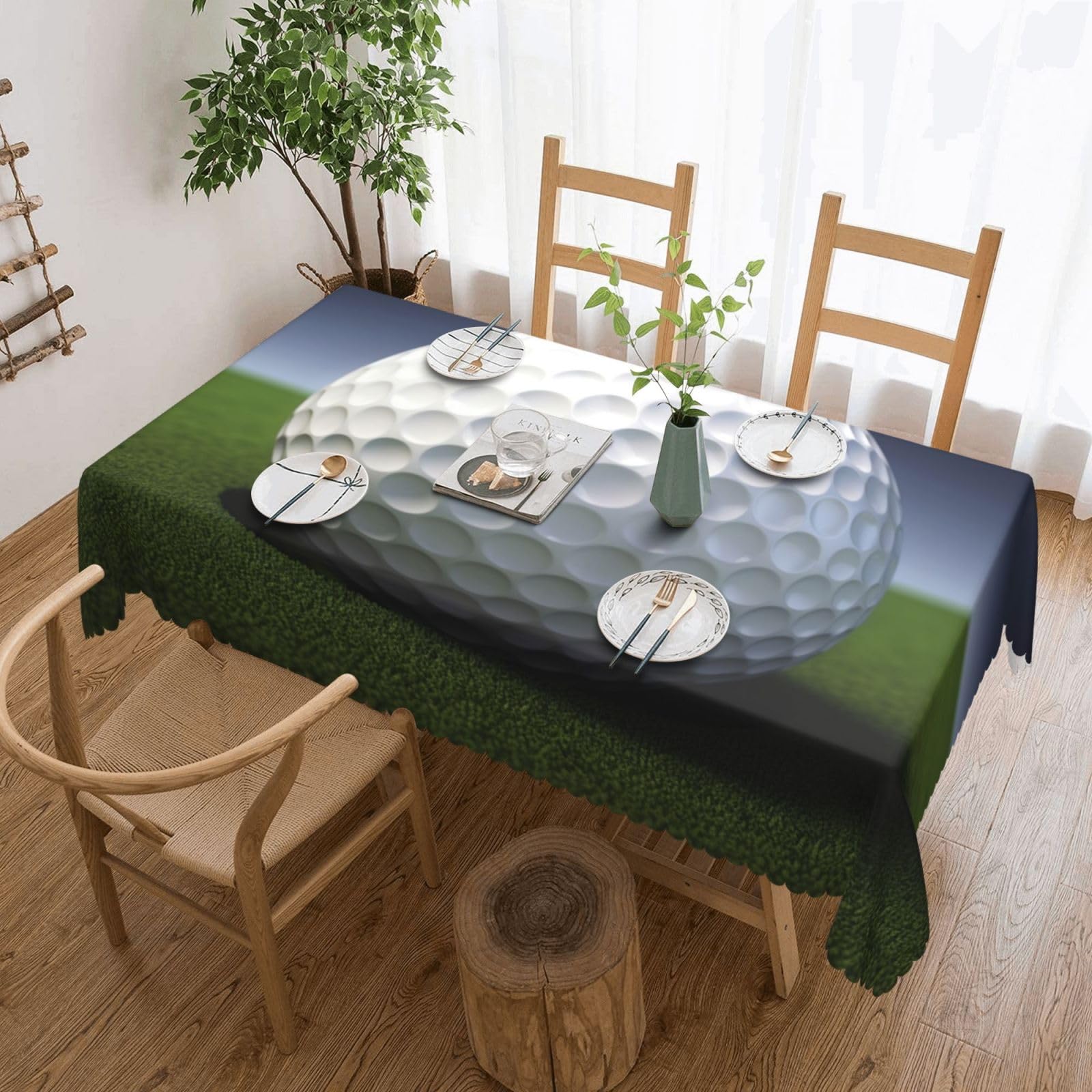 Nappe rectangulaire en polyester anti-tache lavable motif golf