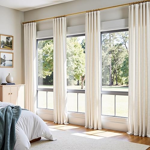 Miniatura 7 de jinchan Smei - Cortinas traslúcidas de lino de 90 pulgadas de largo, juego de 2 paneles de cortinas filtrantes de luz para sala de estar,