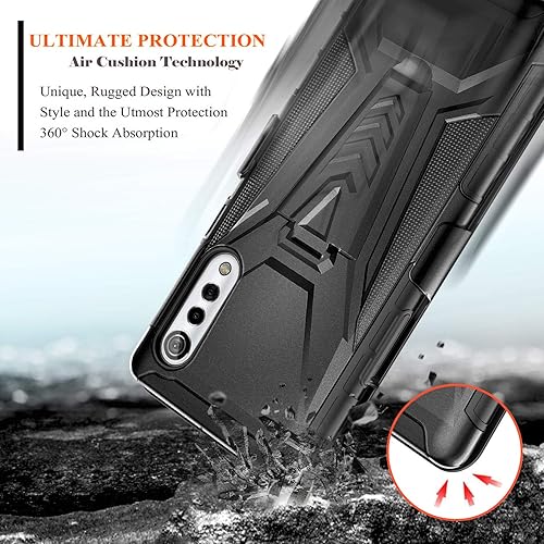 Miniatura 2 de Case for LG Velvet, Not Fit Verizon LG Velvet 5G UW Belt Clip Holster with Kickstand Shockproof Protective Hybrid Heavy Duty Armor Defender Phone