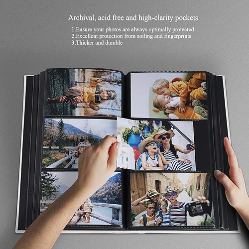 Miniatura 3 de Álbum de fotos de lino de 4 x 6 con capacidad para 408 bolsillos negros deslizantes, cubierta de tela, álbumes de fotos pequeños para boda,