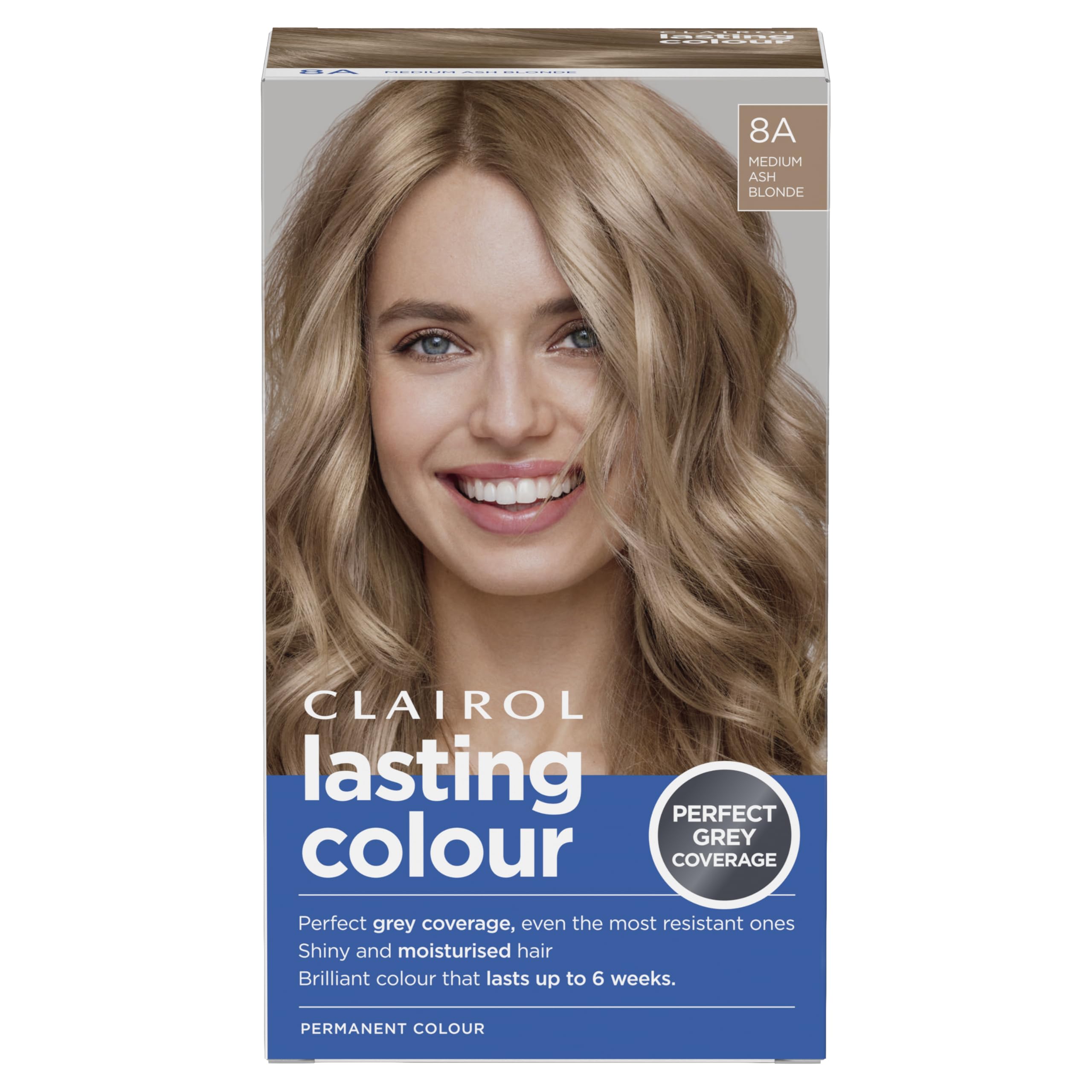 Lasting Colour Permanent Hair Dye | Ideal Grey Coverage | Shiny and Moisturised Hair | 8A Medium Ash Blonde