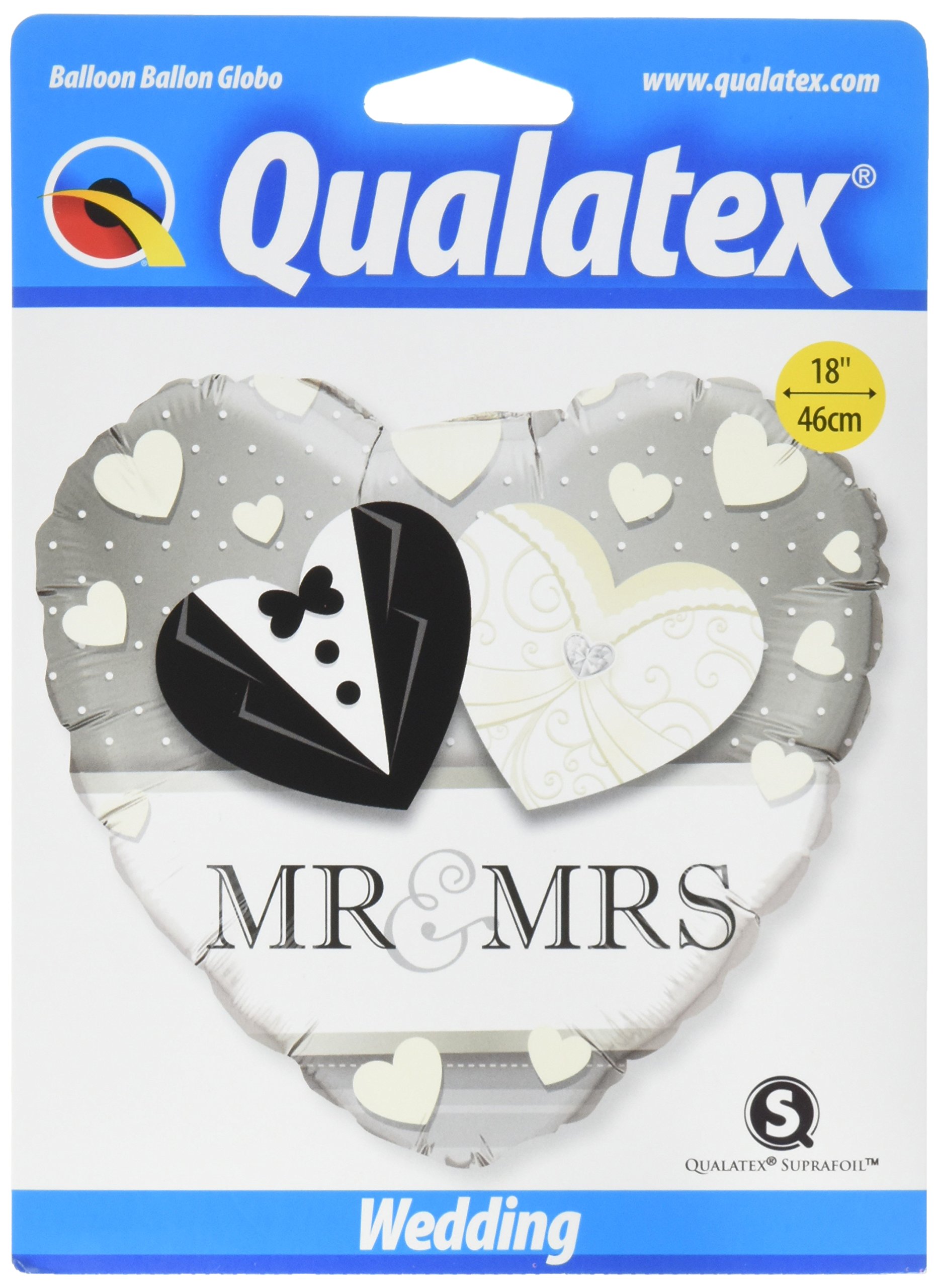 Qualatex 15771 "Mr & Mrs Wedding Heart Foil Balloon, 18-Inch