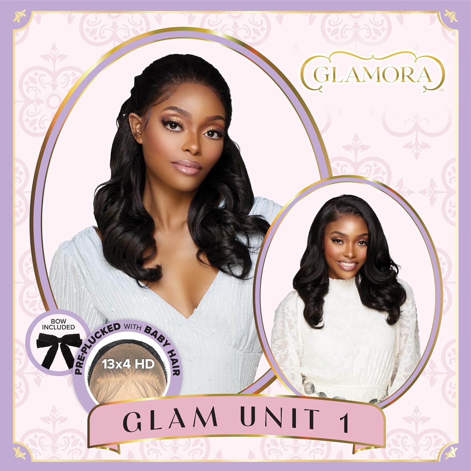 Sensationnel Glamora Lace Front Wigs - Glam Unit 1 13x4 Laceparting Ready to Wear Synthetic Preplucked Hairline Glueless Lacefront (1B OFFBLACK)