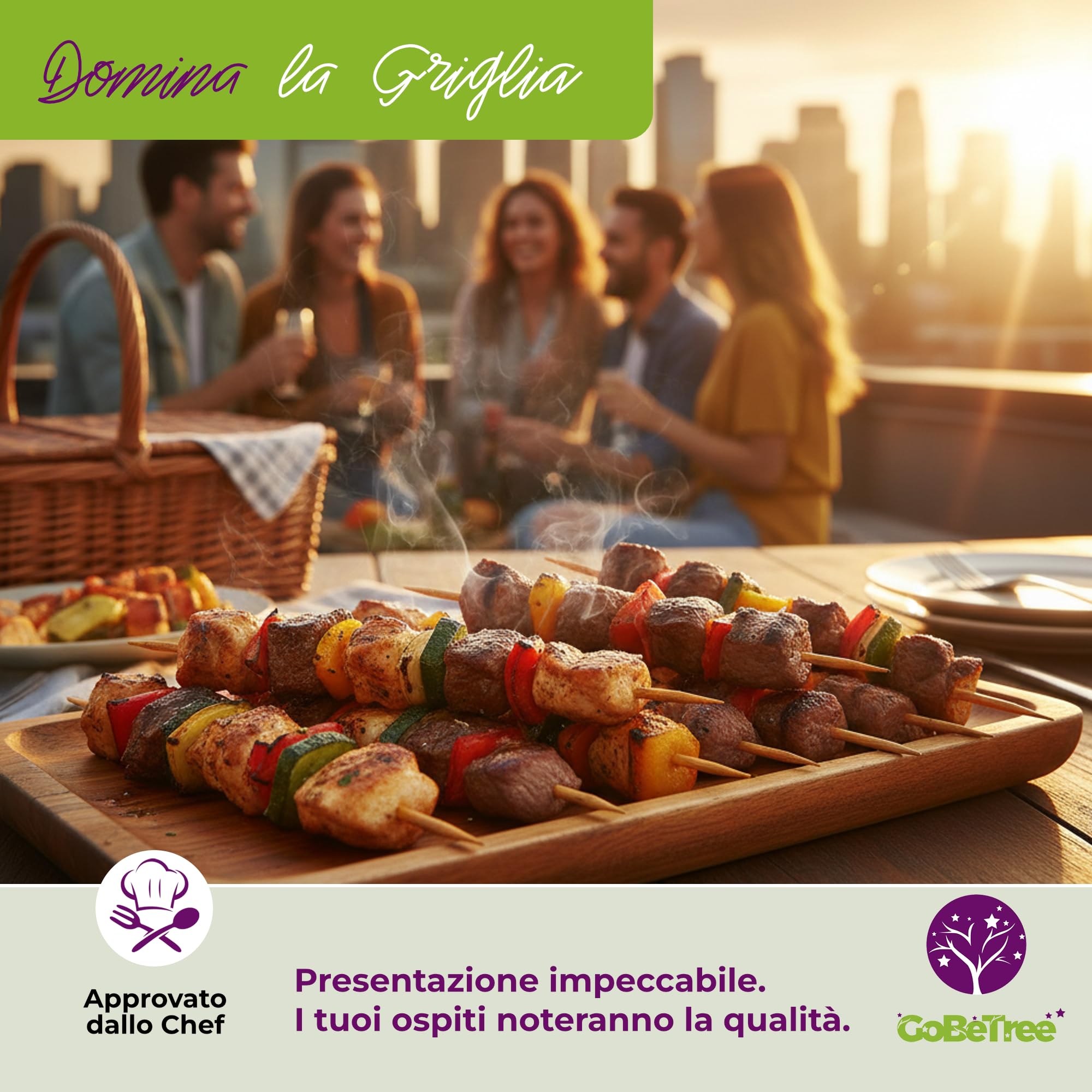 100 Spiedini in Legno di Betulla 15 cm x 2,5 mm | Bastoncini Extra Resistenti per Barbecue, Carne e Frutta | Stecchini Ecologici Multiuso per Fai da Te