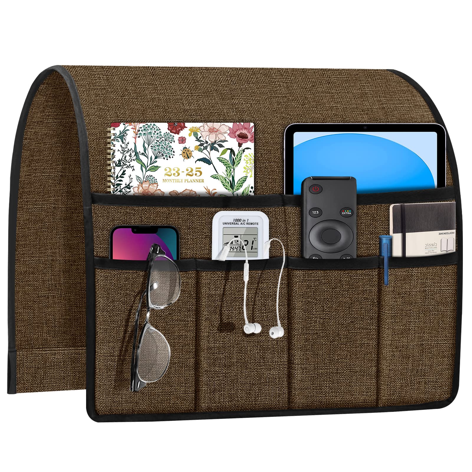 Joywell Couch Organizer Caddy Remote Control Holder for Recliner Armrest Organizer Non Slip Sofa Armchair Caddie with 6 Pocket Storage for Magazine, Tablet, Phone, iPad, Coffee