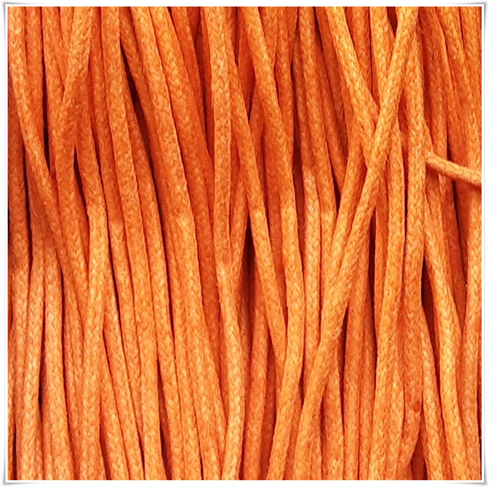 2mm x 18m Waxed Cotton Cord for Jewellery Craft Making Bracelet Necklace String,Seller Uk (Orange)