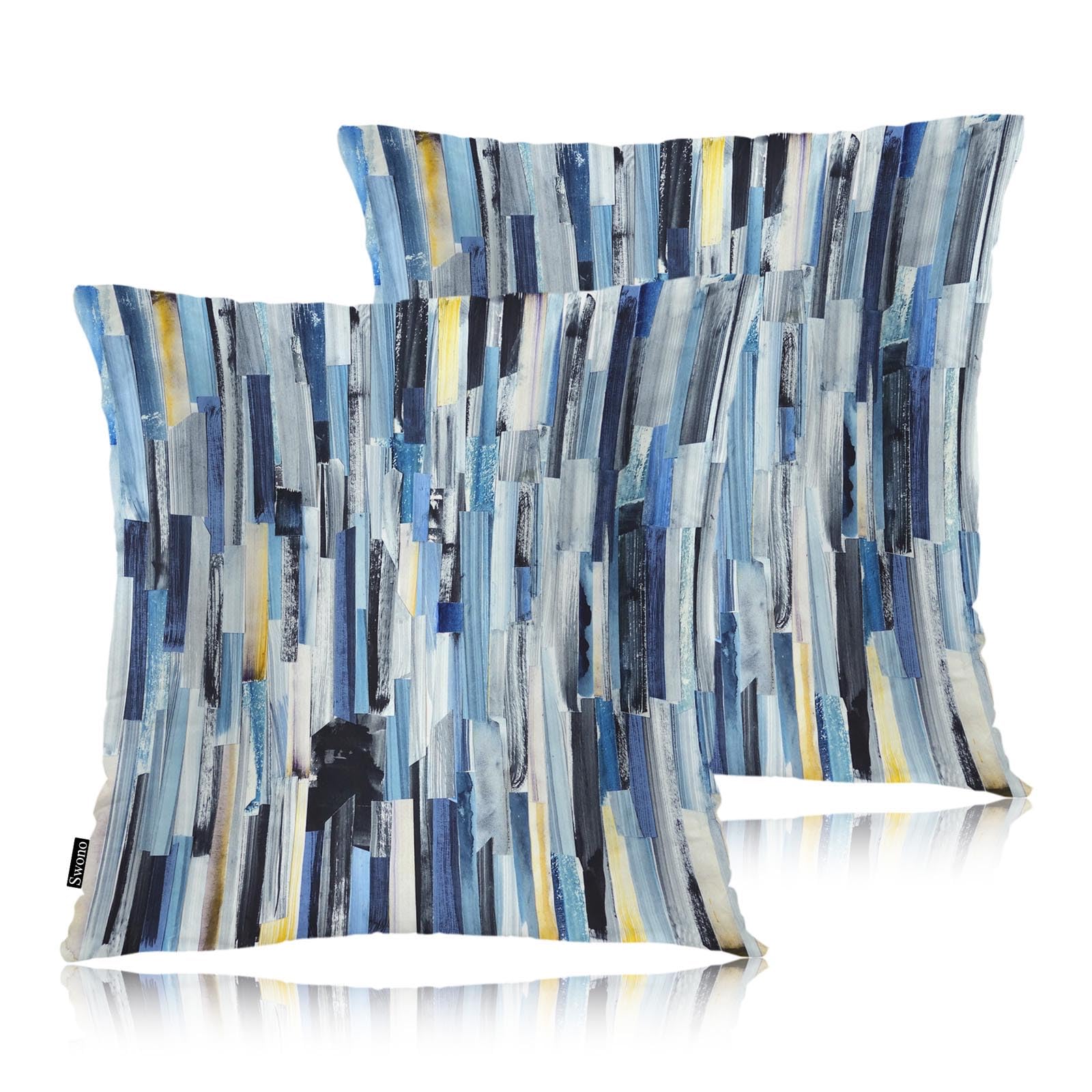 Swono Abstract Art Cozy Pillowcase Cushion Cover, Modern Watercolor Stripes Teals Decorative Throw Pillows Covers Outdoor Pillow Case for Home Office