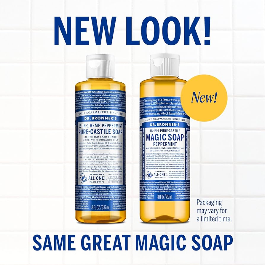 Dr. Bronner's ペパーミント石鹸 3,776ml Peppermint Organic Sugar Soap for Hand & Body | Dr. Bronner's