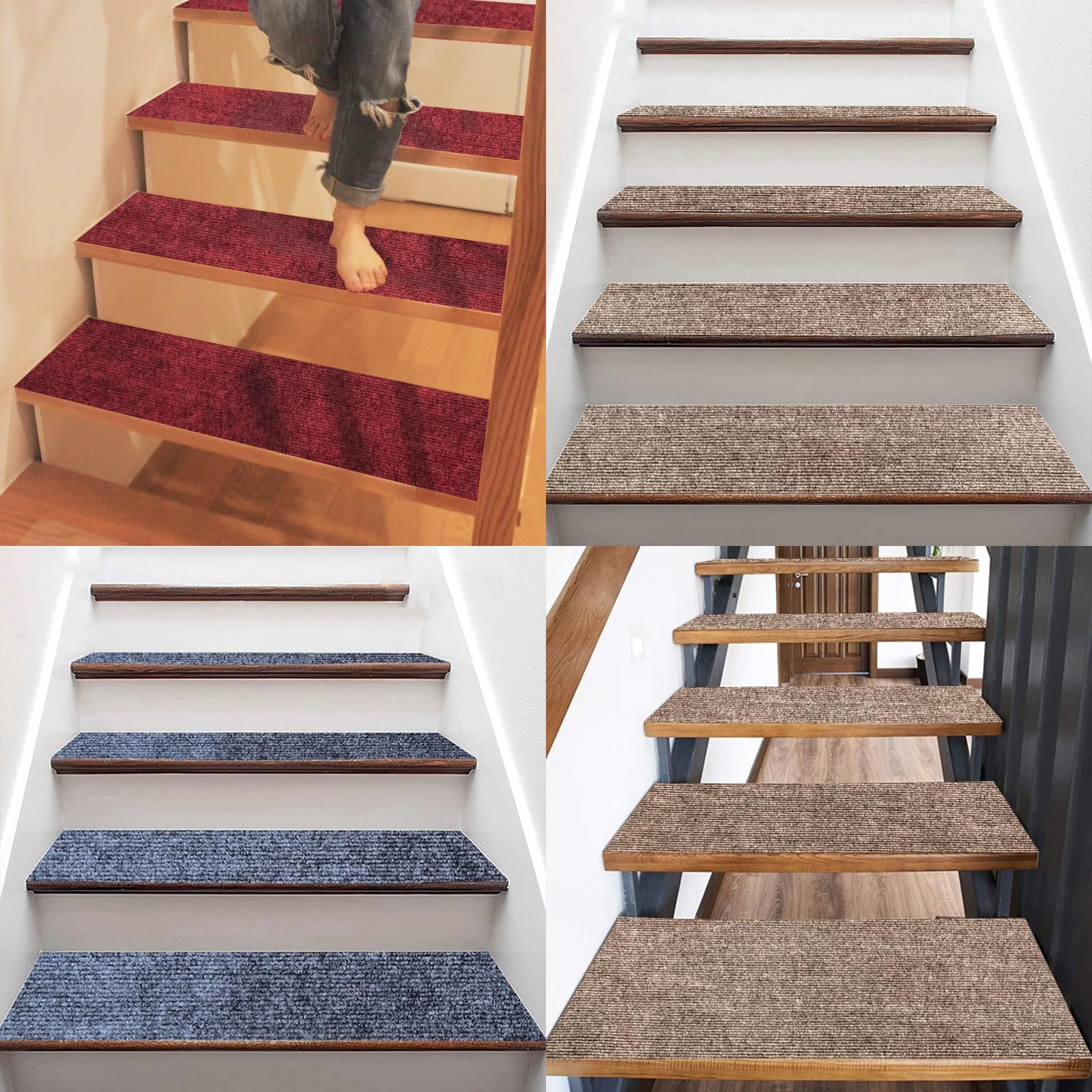 Paquete de 10 peldaños personalizables, reutilizables, sin adhesivo, fácil instalación, color gris, 80 x 25 cm, ideal para seguridad y comodidad en los escalones