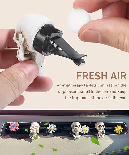 Miniatura 3 de bylikeho Ambientador de automóvil, regalos de calavera para mujeres, ambientadores de automóvil con diseño de calavera, accesorios de automóvil,