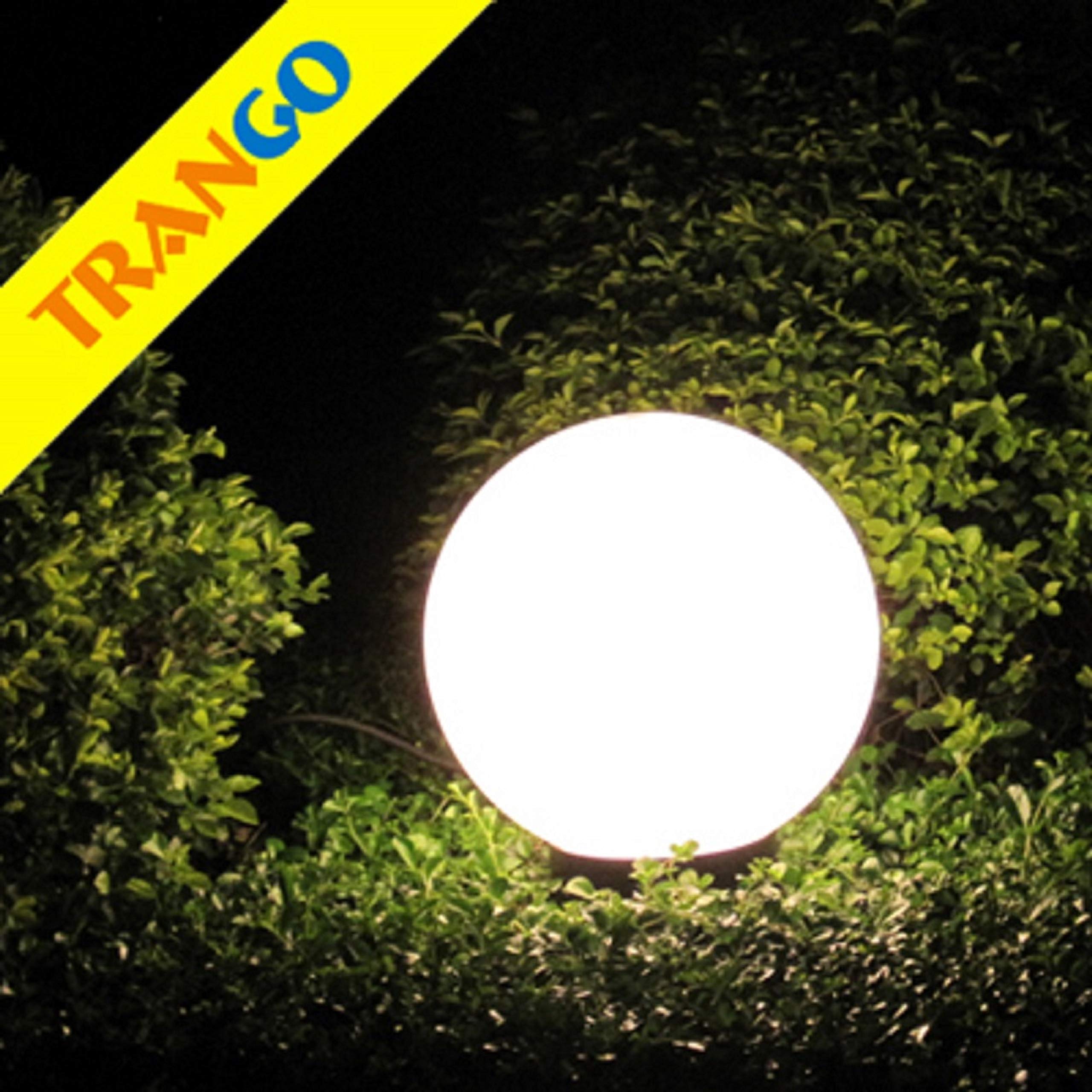 Trango 2er Set 200 Gartenkugel Leuchte IP44 Kugelleuchte 20cm ? in Weiß *GARDEN* mit je 5m Kabel & je E27 Fassung geeignet für LED Lampe Kugellampe Gartenleuchte Außenlampe ohne Leuchtmittel