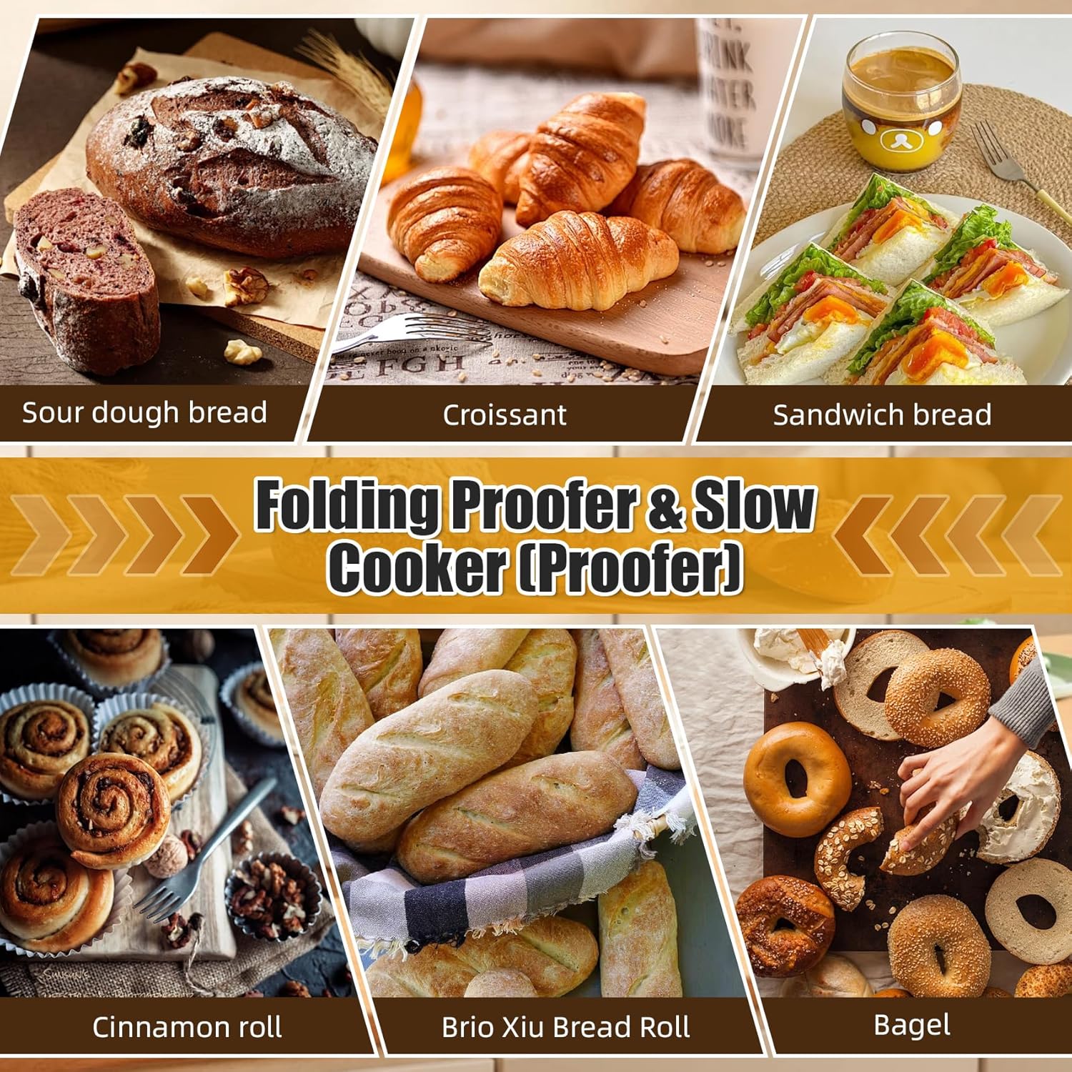 Foldable Bread Proofing Box, 32-248℉ Adjustable Temp Slow Cooker with 24H Timer, Multifunctional Dough Proofer for Sourdough, Yogurt, Fermentation & Low-Temperature Cooking