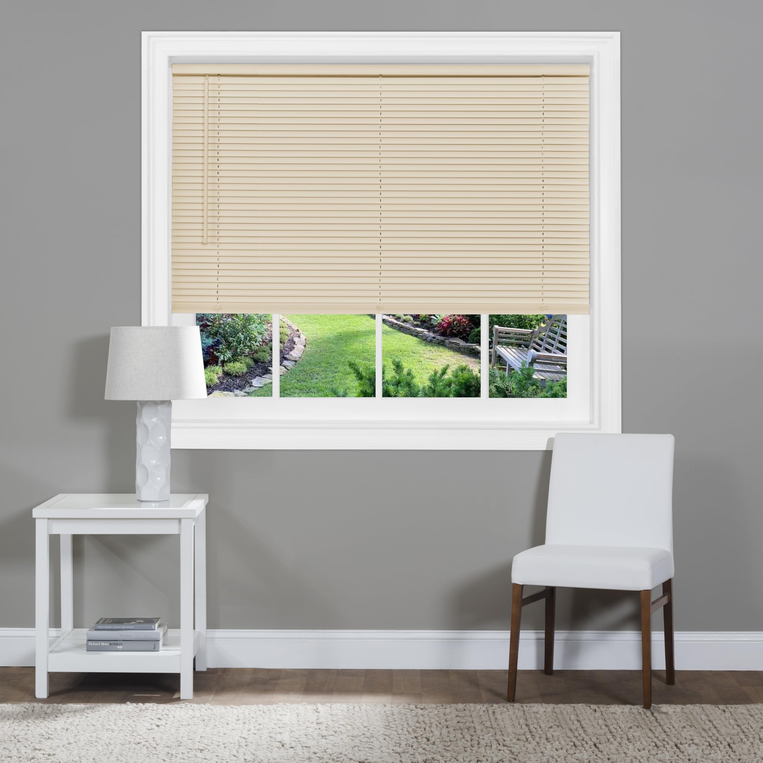 Cordless Light Filtering Mini Blind, 45 x 25 in, Alabaster