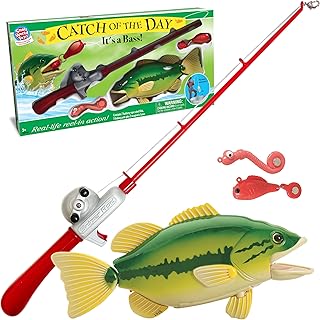 Small World Toys Kids Fishing Game, Catch of The Day Bass Magnetic Fishing Toy for Kids Ages 3+, Includes Toddler Fishing Pole and 1 Fish, Water Fish Toys for Kids, Bath Toy Pools & Tubs