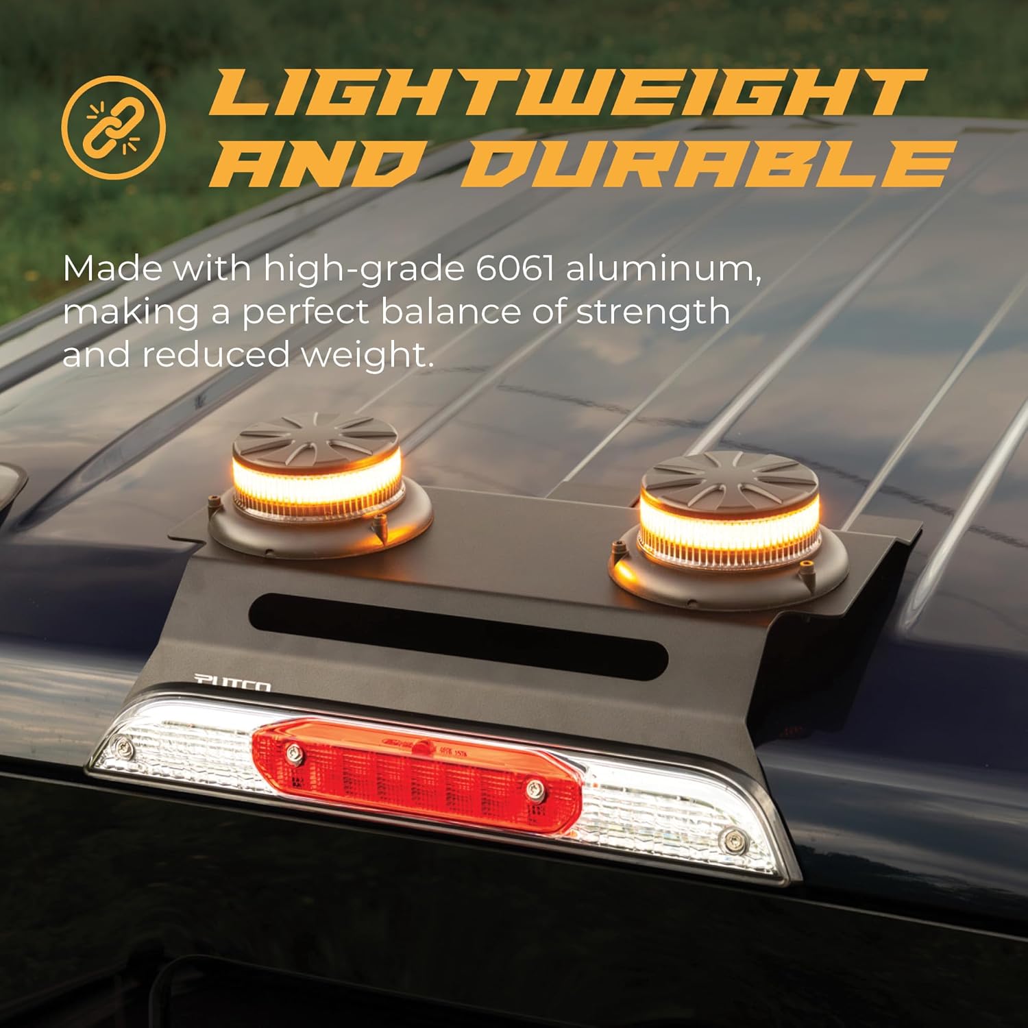 Putco Dual Beacon LED Warning Light - High-Performance Amber/White Roof Strobe - SAE Class 1 Rated - Plug/Play & Bolt On - Fits 2015-2025 F-150 and 2017-2025 F250/350 (Amber & White)