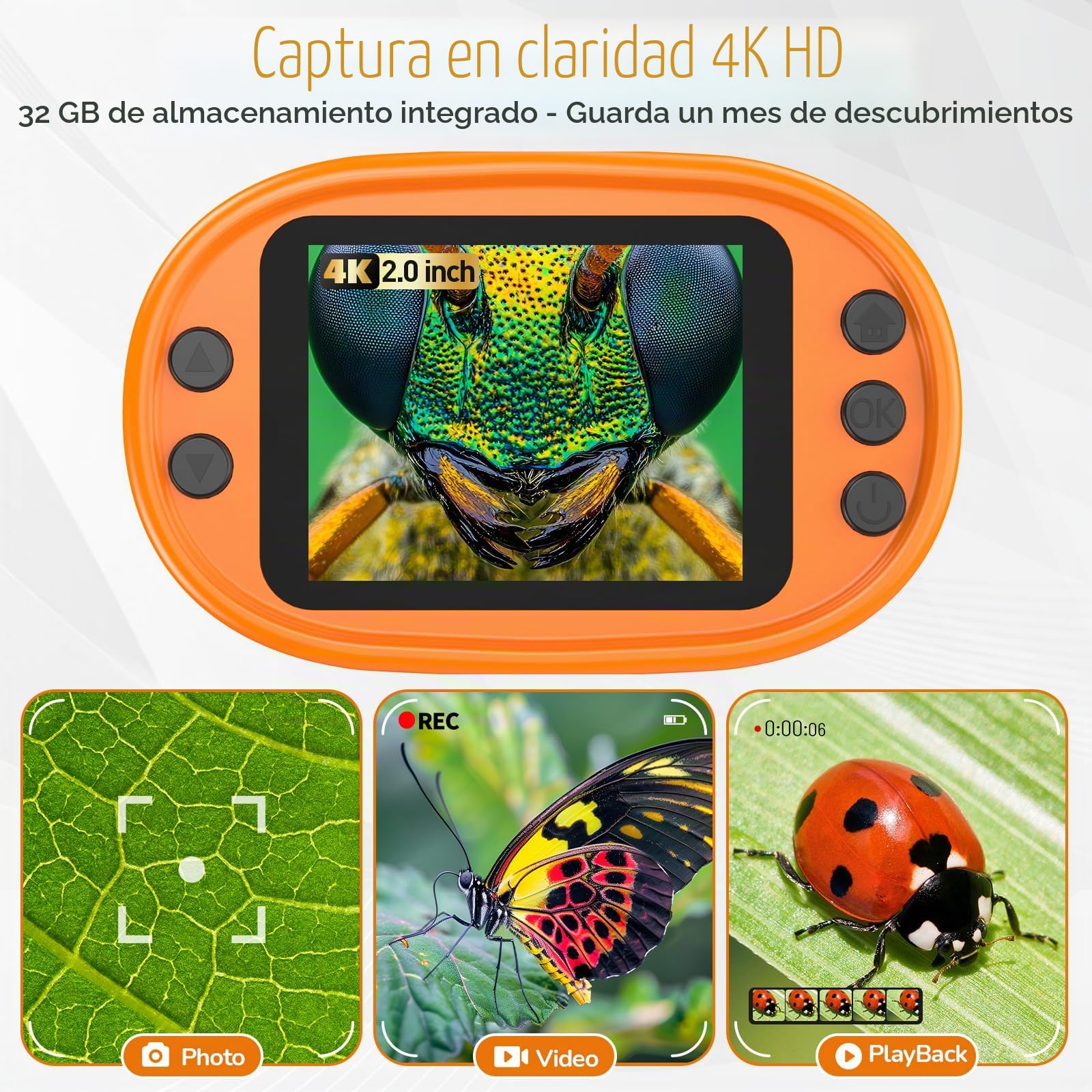 Microscopio para niños con lupa móvil para niños y niñas de 4 a 12 años