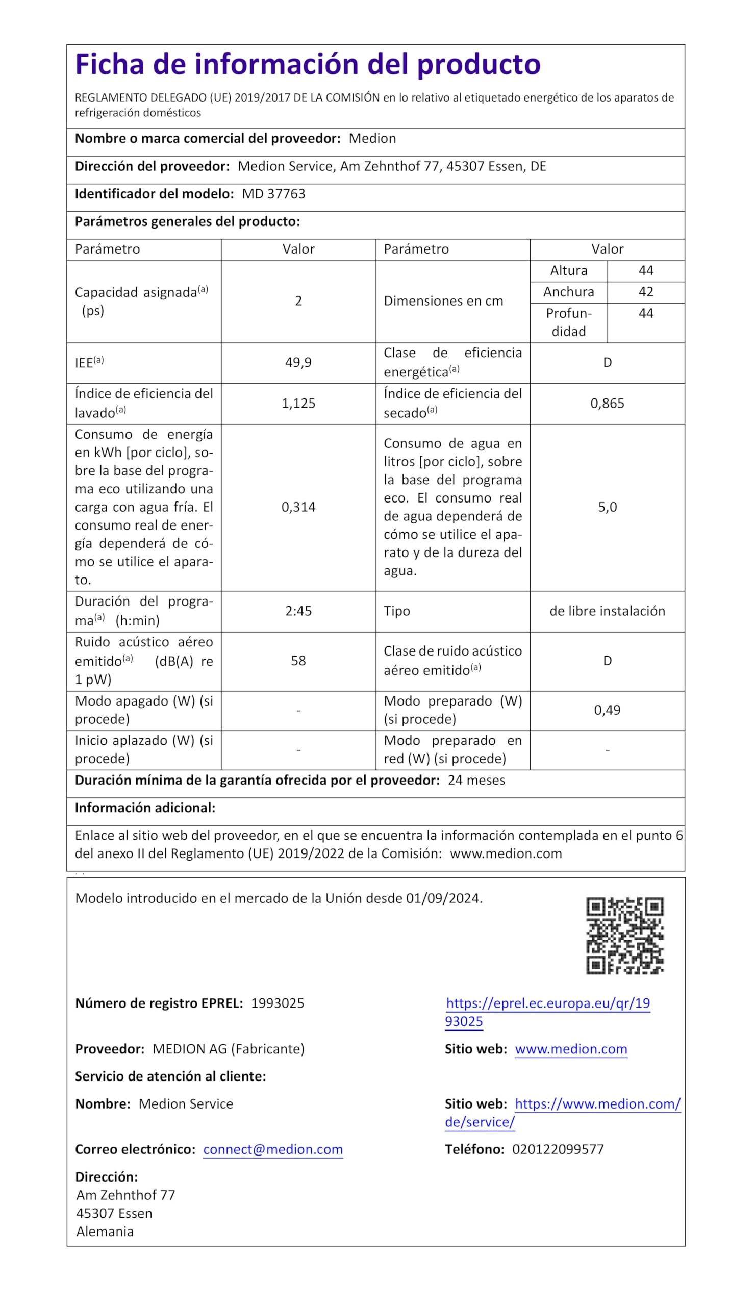 MEDION Mini Geschirrspüler DWT20 Tischgeschirrspüler 2 Maßgedecke freistehend silber