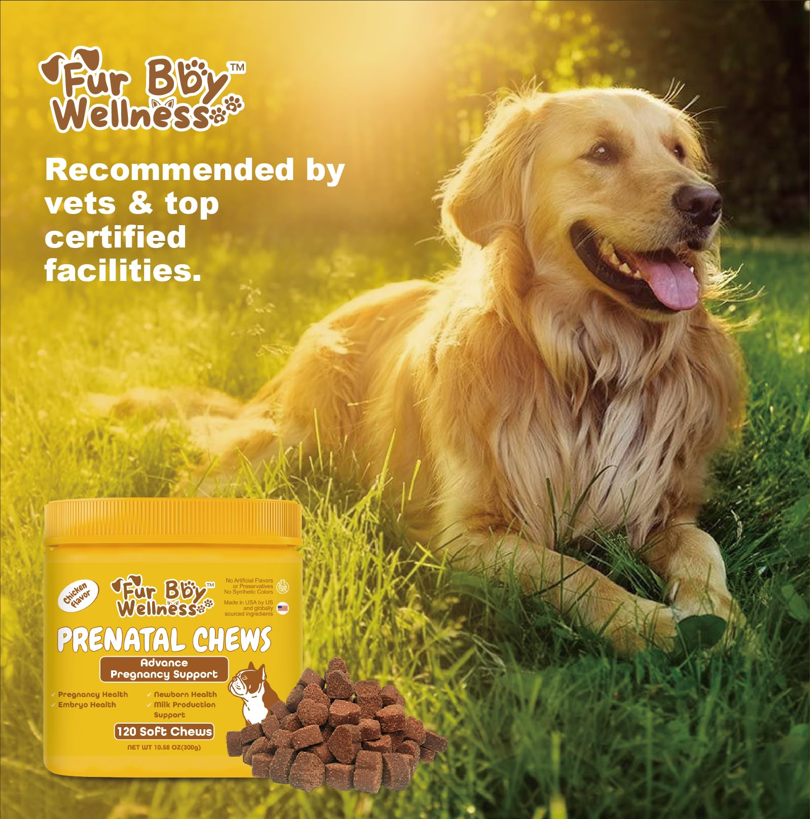 Dog Prenatal Vitamins for Pregnant & Nursing Dogs - Supports Healthy Pregnancy, Puppy Growth & Lactation - with Folic Acid, Iron & Calcium - 120 Soft Chews — Amazon image 6
