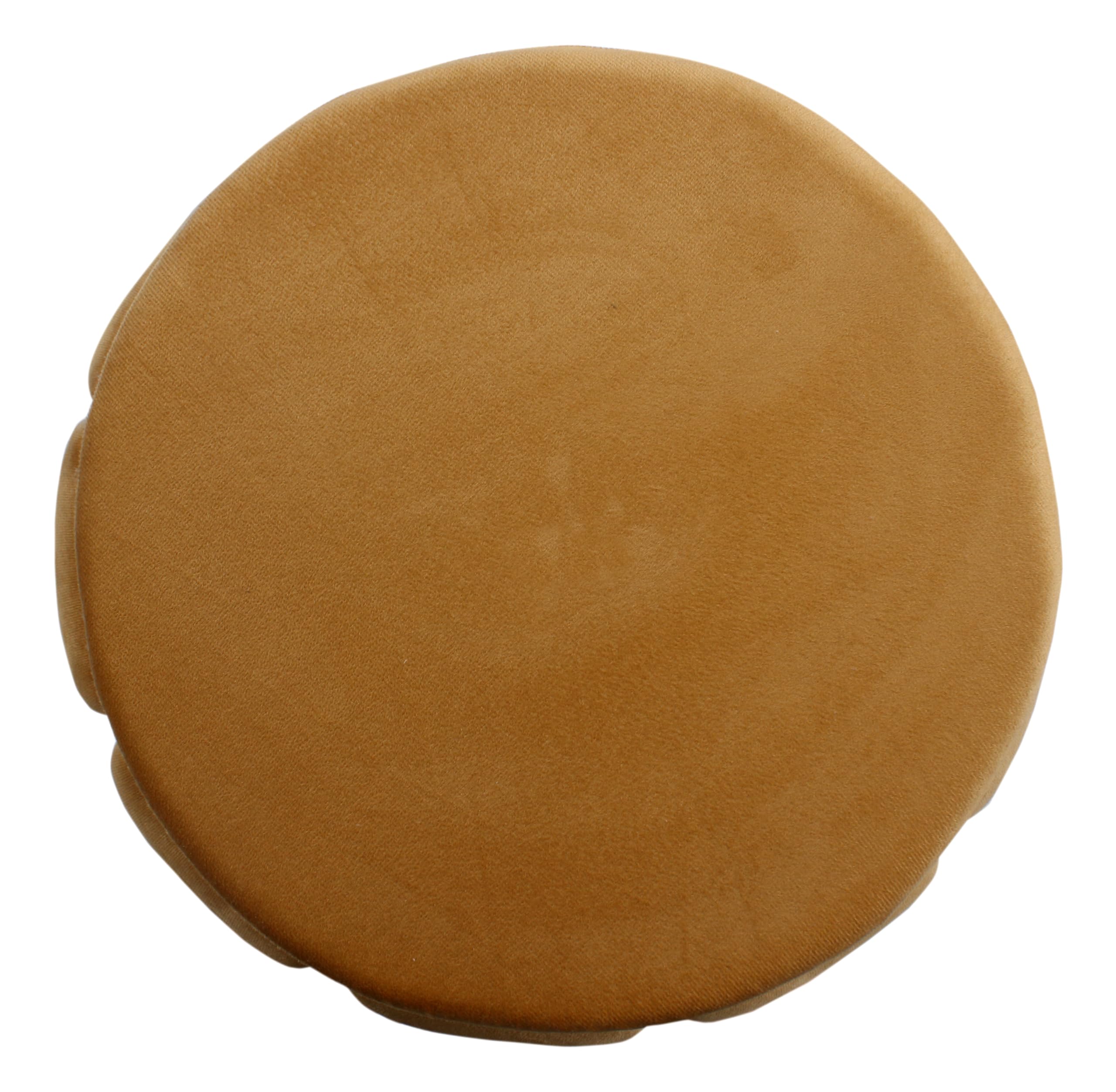 Interiors Spot Ottoman Pouffes Sitting Mudda Puffy Wooden Leg Stool for Living Room Dressing Table Pouf Round Footstool for Home Decor, Holland Velvet, 16x16x18 Inch, Metal, Beige 4