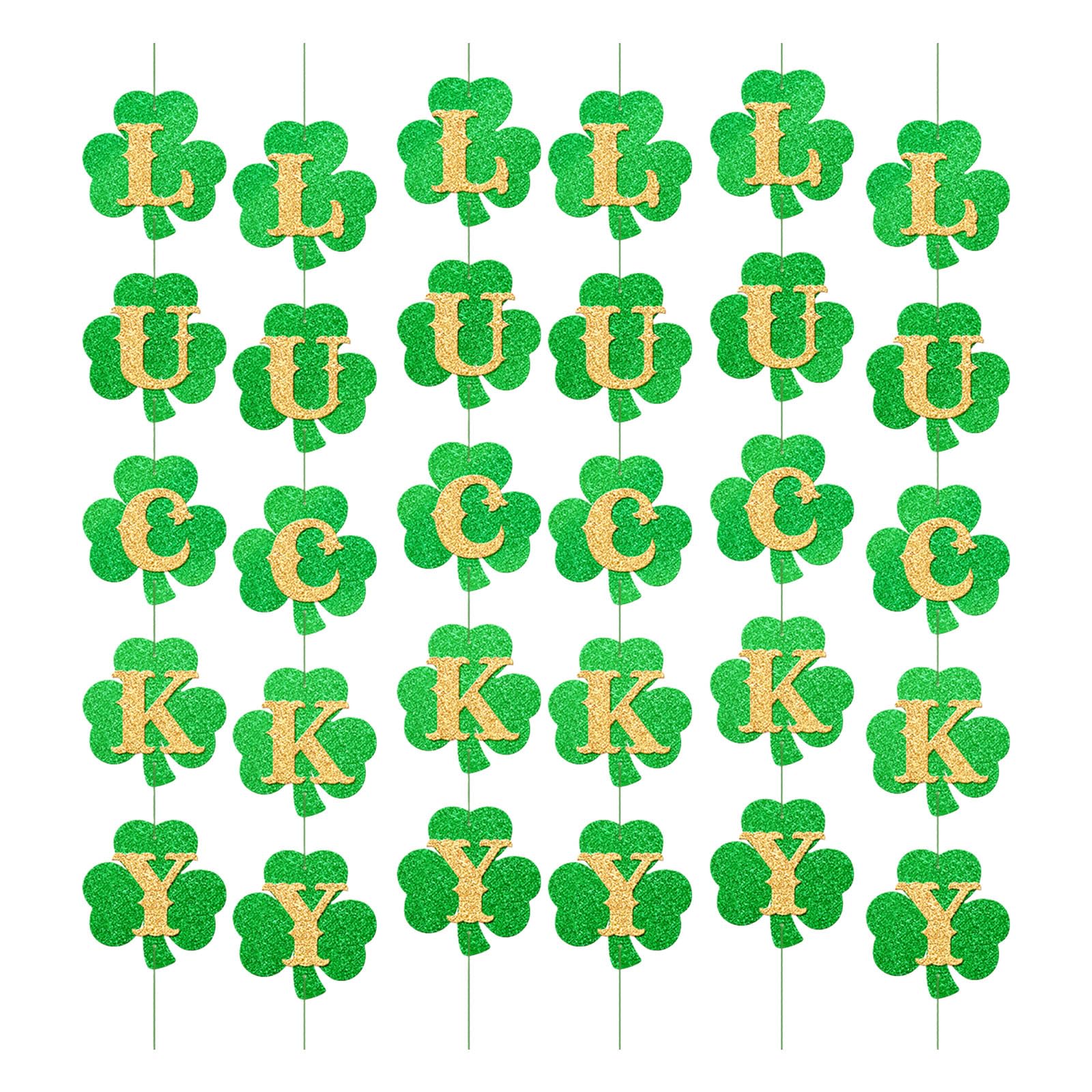 CAZSTYK Of 6 Patricks Shamrocks Hanging Strings Elegant Green Holiday Garlands for Home Decoration and Party Venues Home Party Supplies