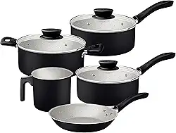 Jogo de Panelas Tramontina Linz em Aluminio com Revestimento Interno e Externo em Antiaderente Starflon Max Preto 05 Peças