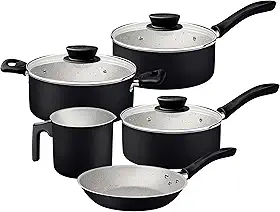Jogo de Panelas Tramontina Linz em Aluminio com Revestimento Interno e Externo em Antiaderente Starflon Max Preto 05 Peças