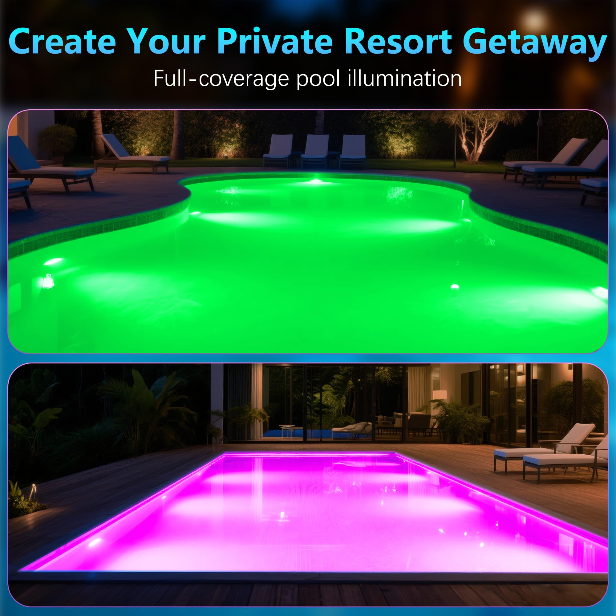 35W Foco Piscina LED RGB de Superficie, Lámpara Piscina Multicolor Regulable 1400lm, Ø275mm, Temporizador 2/4/6H, Luz Piscinas Impermeable IP68 Relleno Resina con Control Remoto, 12V AC