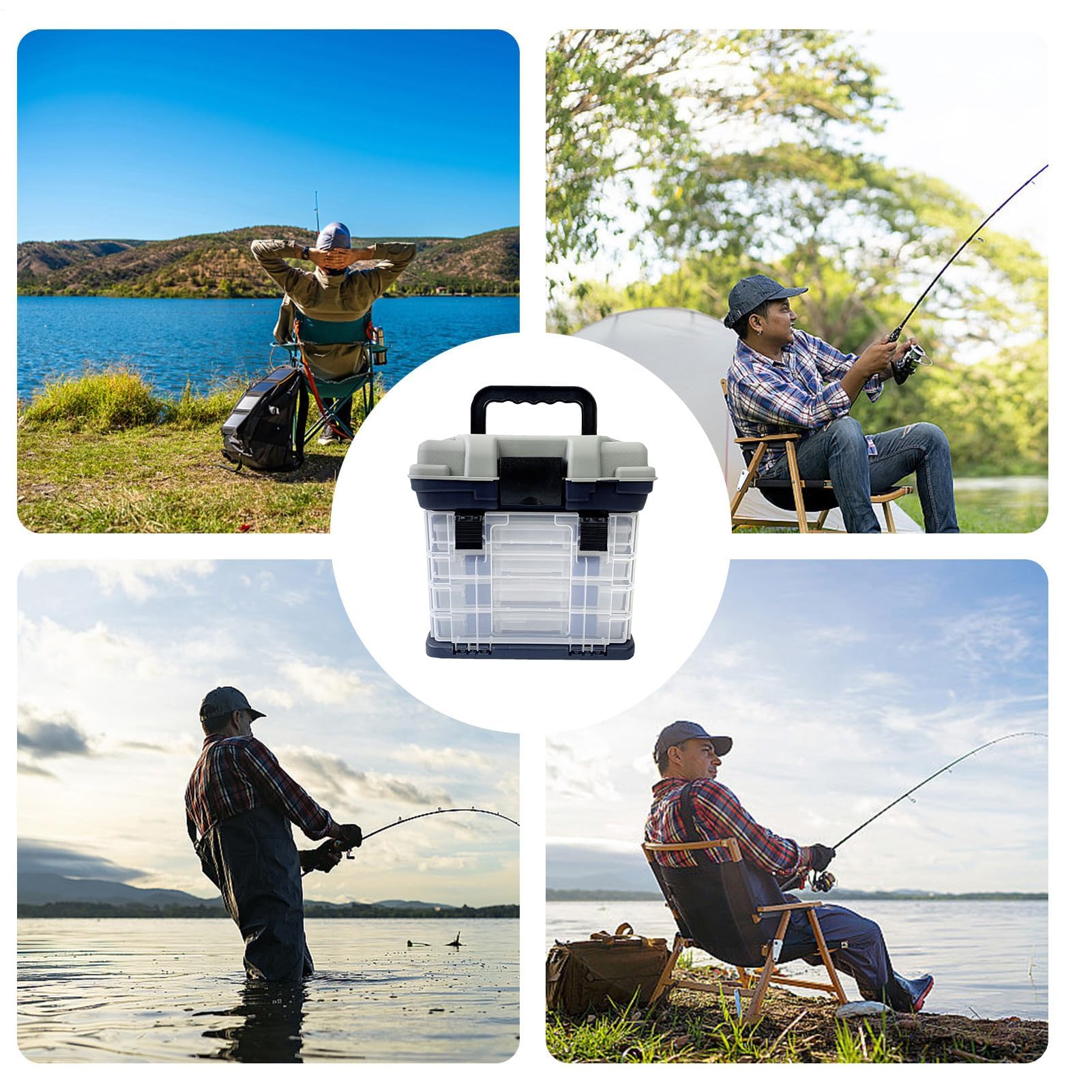 Caja de aparejos de pesca, organizador portátil de 4 capas con diseño de múltiples compartimentos, almacenamiento duradero para señuelos y anzuelos, ideal para organización de utilidad de pesca en el