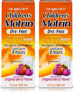 Children's Motrin Oral Suspension Medicine for Kids, 100mg Ibuprofen, Berry Flavored, 4 fl. oz (Pack of 2)