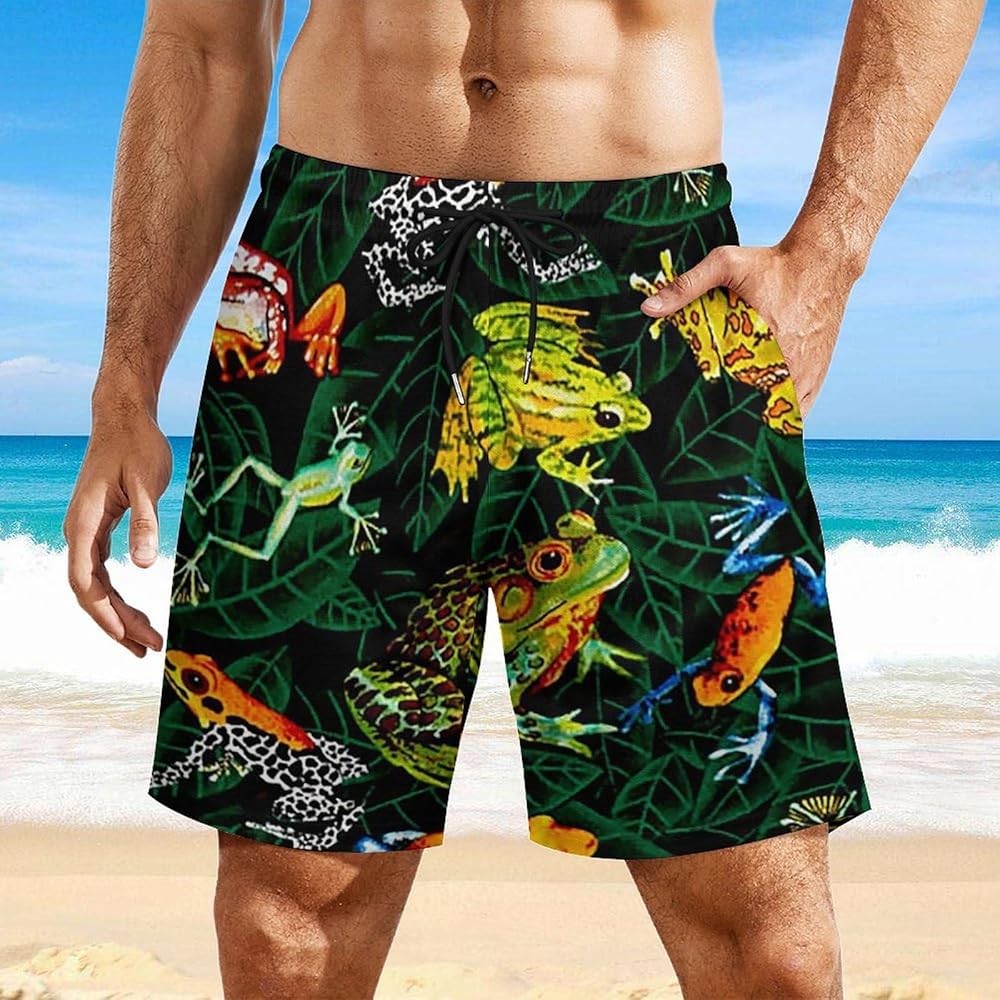 Amazon.co.jp: [ヨトゥホーム] 水着 メンズ カエル 蛙柄 緑葉