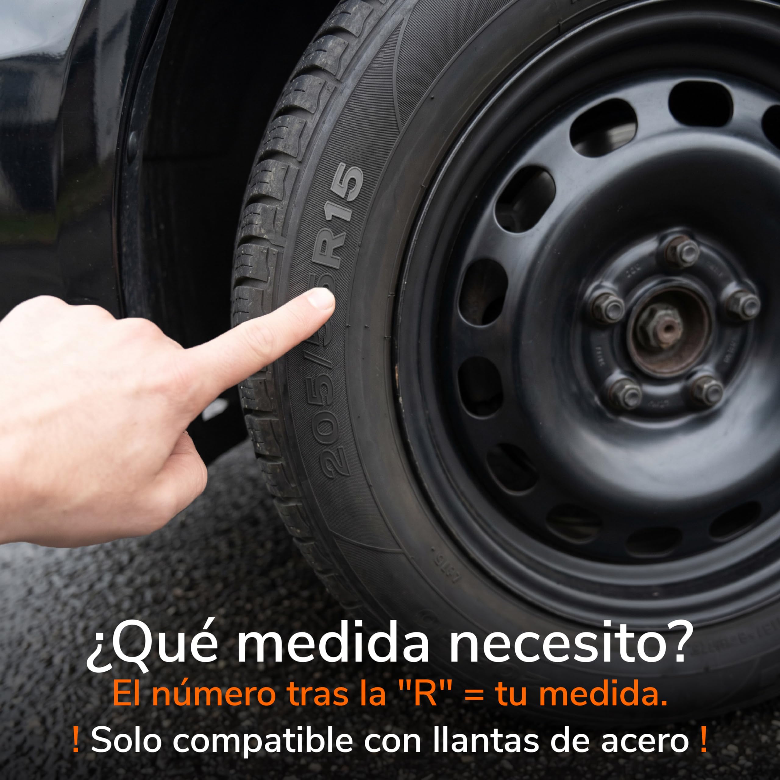 Upgrade4cars Tapacubos 15 Pulgadas Negro Plata Set de 4 | Embellecedores de Rueda Universales para Llantas de Acero | Plastico ABS Robusto | Tapa Rueda Coche R15