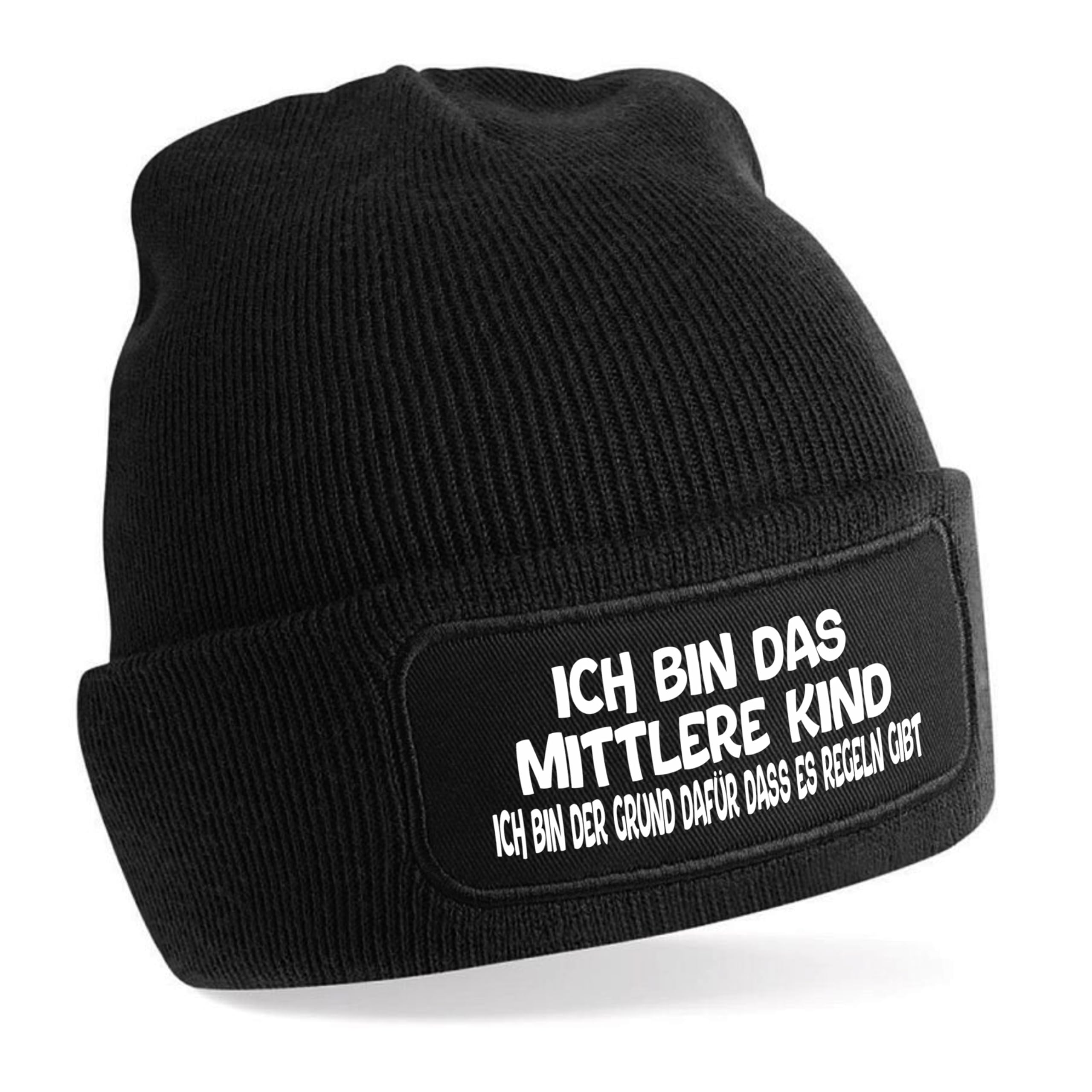 5er Set Beanie Strickmützen mit Spruch | Die Mama - der Papa - das jüngste - das mittlere - das älteste Kind | Farbwahl | Unisex SoftTouch angenehm weiche und warme Wintermütze OneSize Einheitsgröße