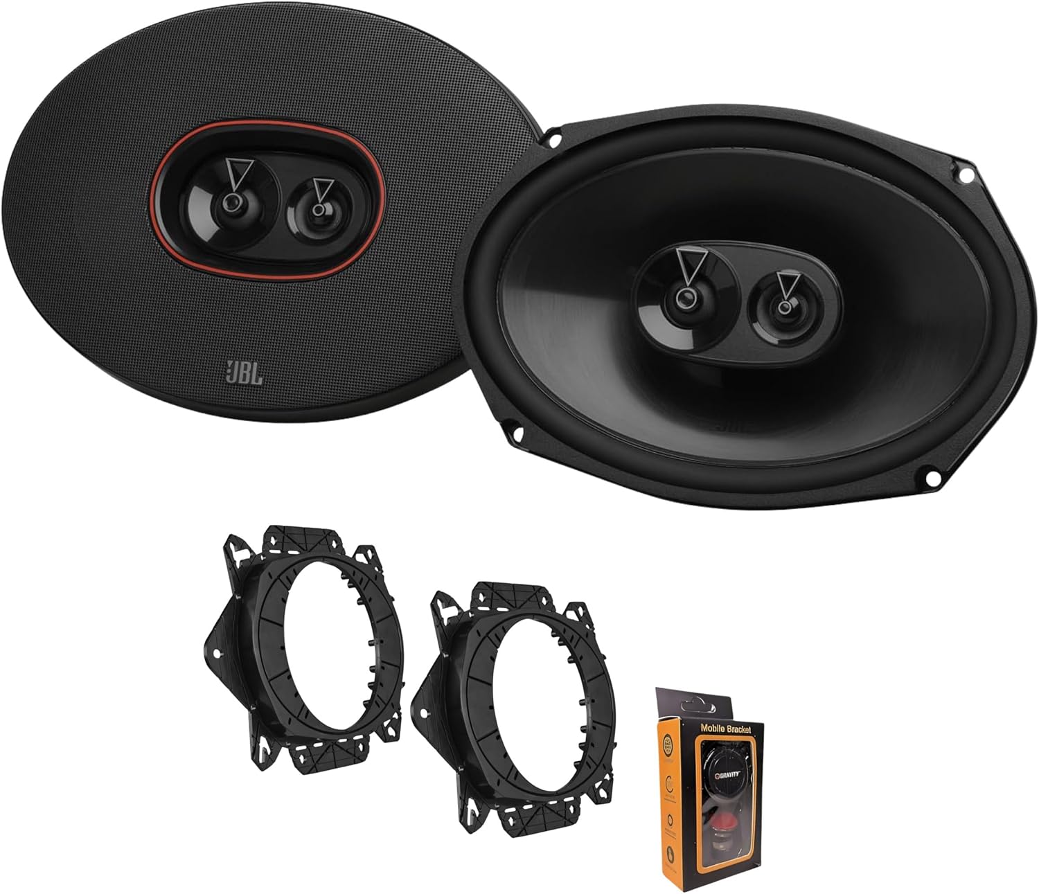 JBL Club 964M 6x9 3-Way Car Speakers 255W Peak Power (Pair) 93dB 3 Ohm + A69S Adapter Plates, Car Audio Bundle