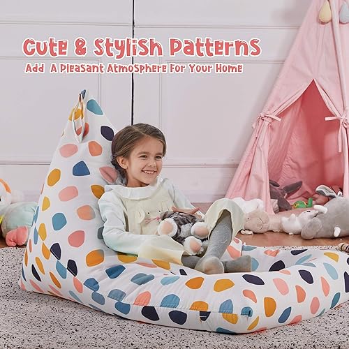 Miniatura 7 de Nobildonna Funda para puf de almacenamiento de animales de peluche, solo para niños y adultos, puf extra grande sin relleno, soporte y organizador