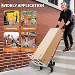 3-in-1 Convertible Aluminum Hand Truck Dolly, 800 lbs Capacity, Stair Climbing Cart with Wheels, Heavy Duty Platform Trolley for Home, Office, Warehouse, Supermarket (Orange+Silver)
