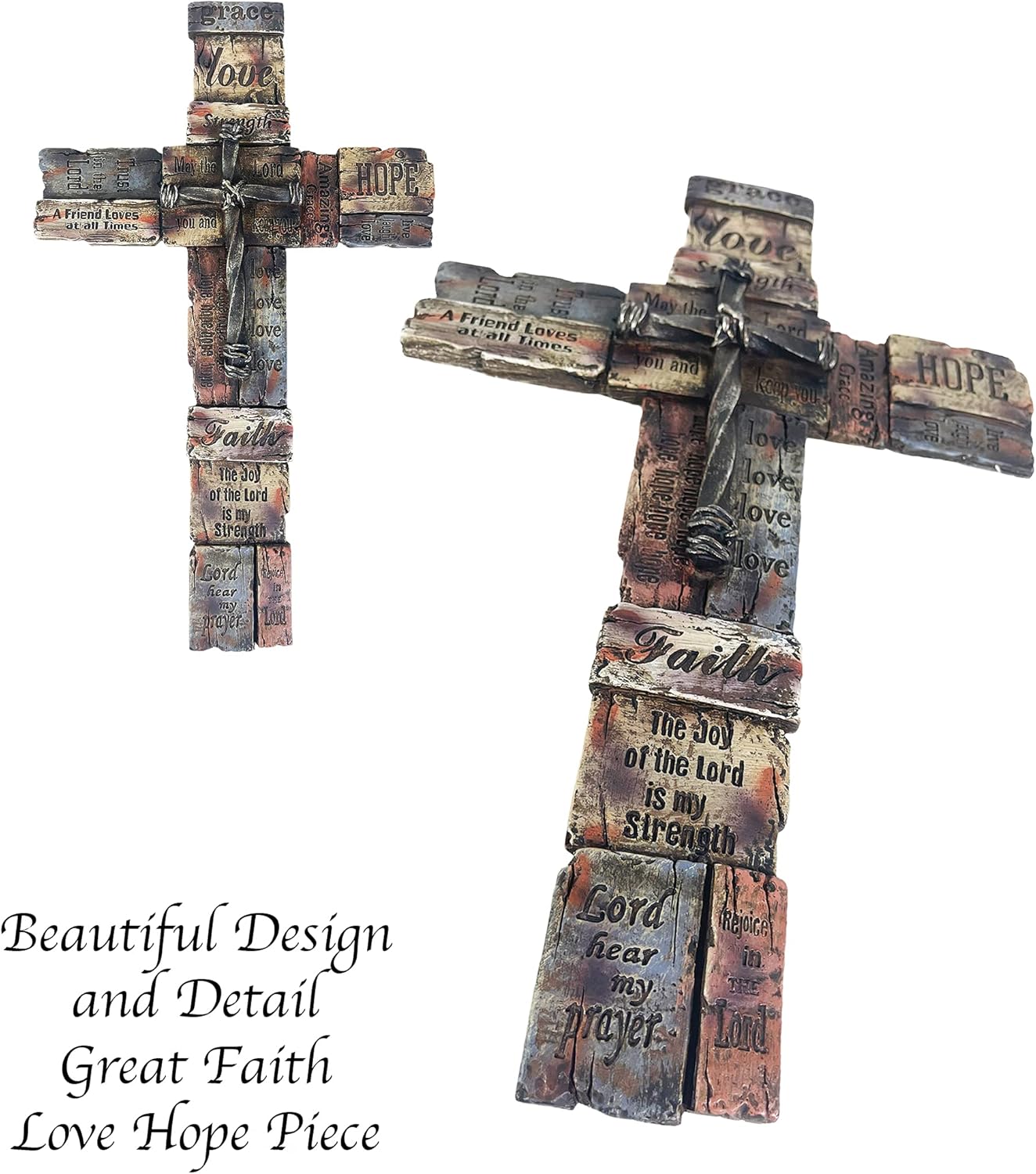 Urbalabs Bible Verses Religious Faith Hope Love Wall Decor Large 17 Christian Wall Cross Decor Marriage Gifts Scripture Inspirational Quotes Wall Art Biblical Scripture Gifts (Love Hope Faith 17 Inch)