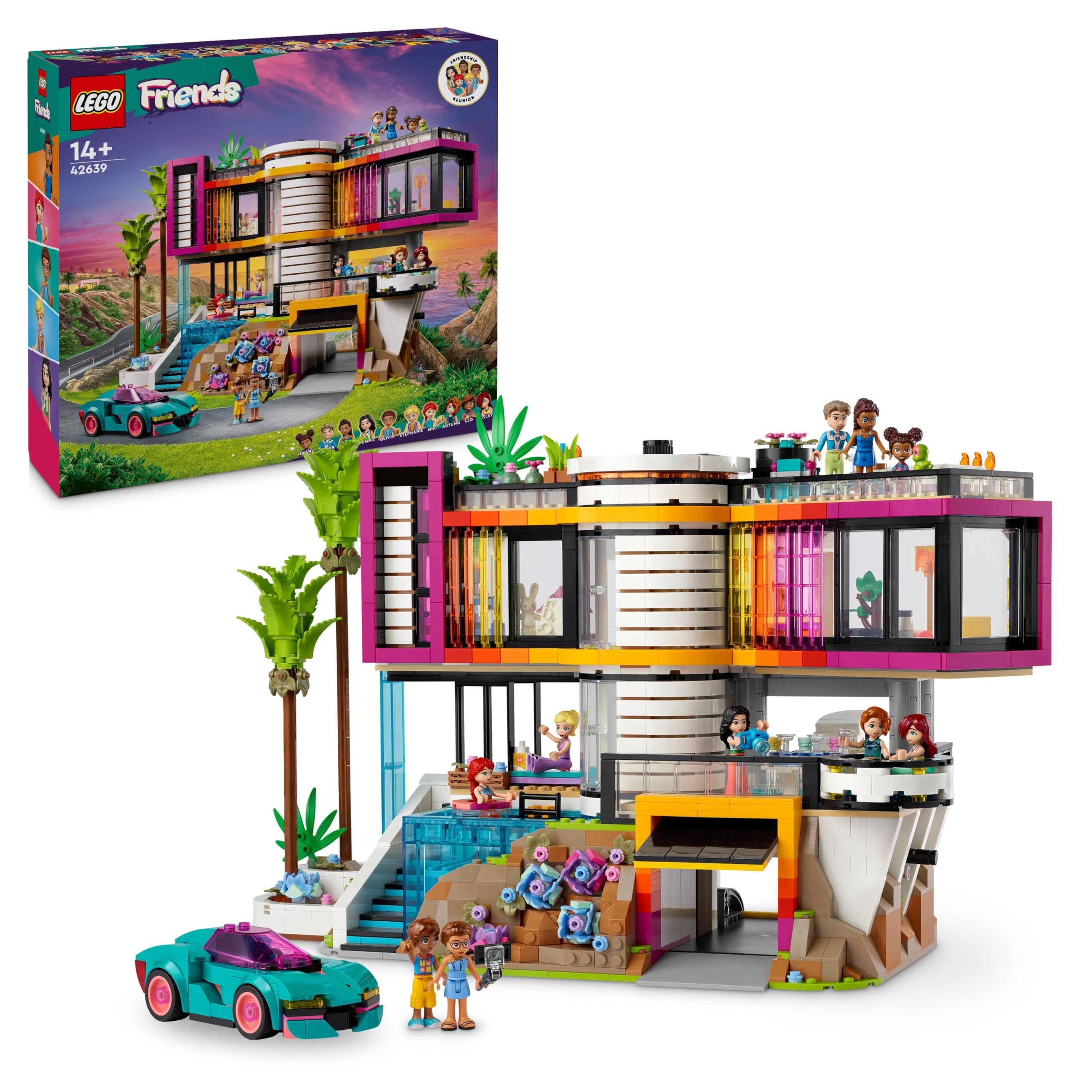 LEGO 42639 Friends Andrea's Modern Mansion Set, Buildable Four-Storey Toy House with 11 Characters, Family, Kids’ Building Kit, Gift Idea for Teen Girls and Boys