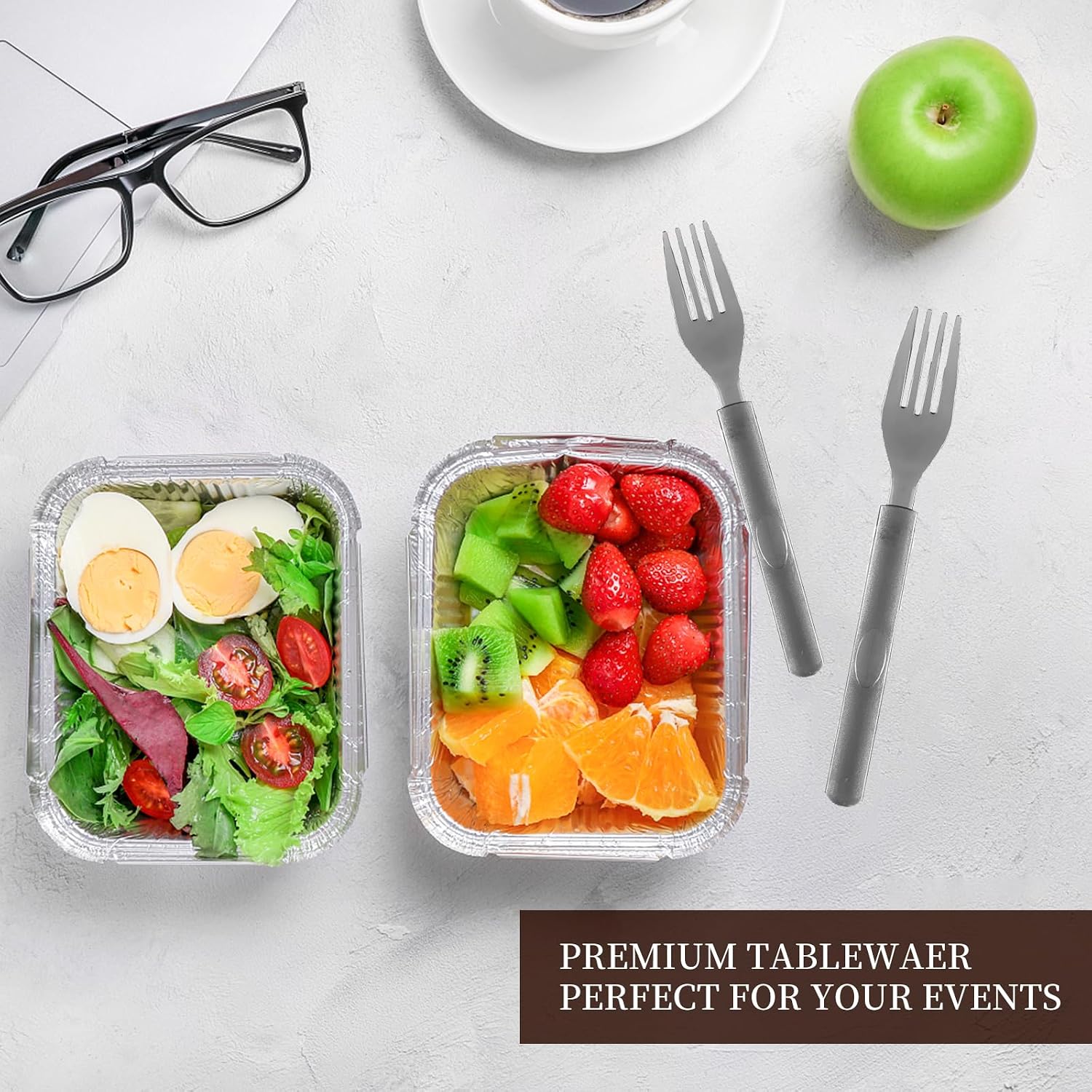 Gold Individually Wrapped Heavy Weight Disposable Plastic Forks - Perfect for Outdoor Parties & Family Gatherings