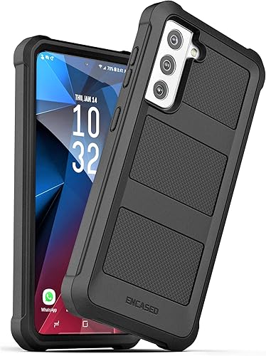 ENCASED Falcon-Series - Funda para Samsung Galaxy S21, funda protectora resistente de cuerpo completo (negro mate)