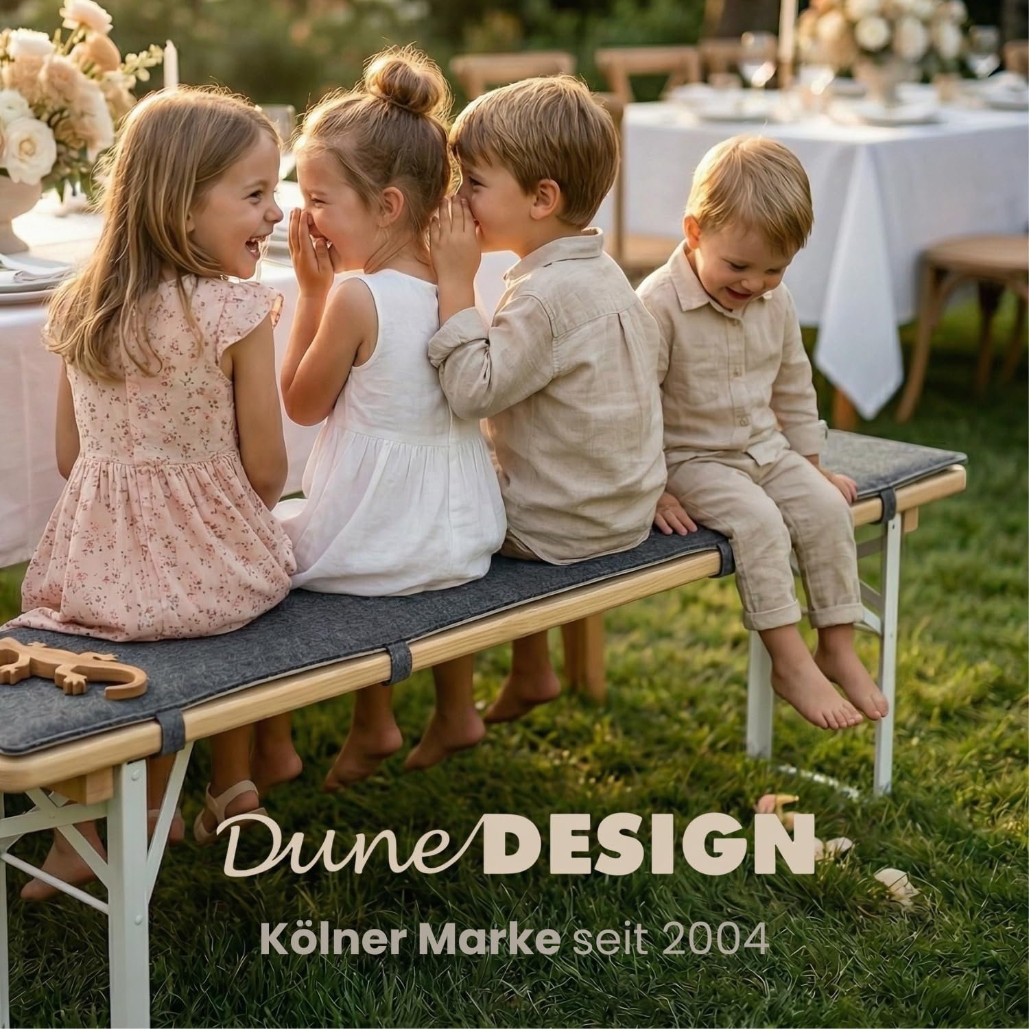 DuneDesign 2er Set Filz Bierbankauflage 180x28cm 2-Farbig Wendbar - Bierbank Polster Set 1cm Dick - Faltbare Sitzauflage für Bierzeltgarnitur - Sitzkissen für Garten Partybank Bierbankkissen Festzelt