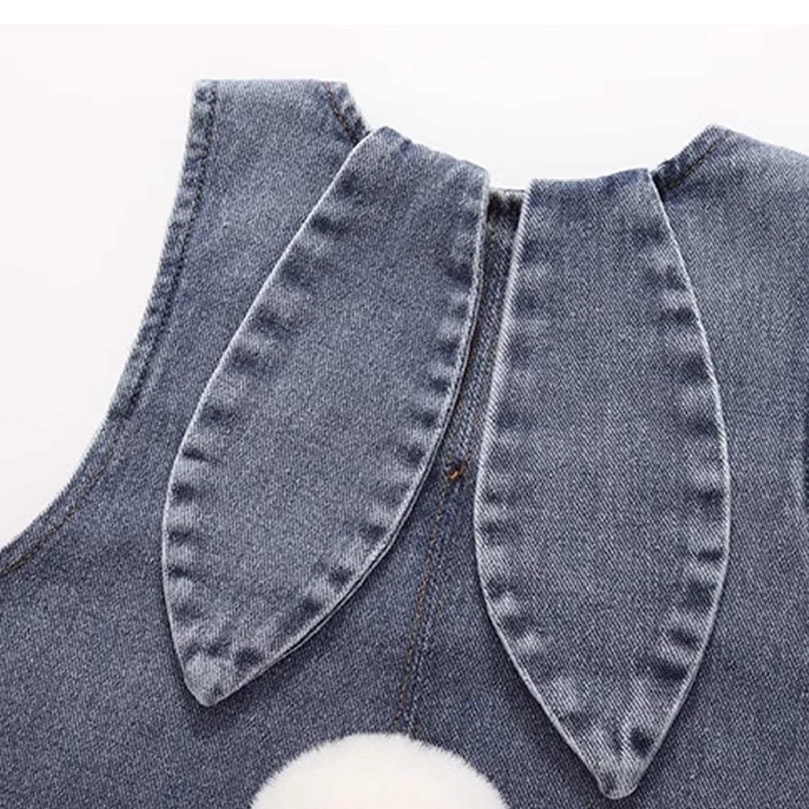 Generico Salopette Jeans Bambino Bambina 3 Mesi-6 Anni con Orecchie da Coniglio e Coda in Morbido Costume Mascotte Coniglio Pasquale Costumi Divertenti Elegante Casual per Carnevale Halloween Festa