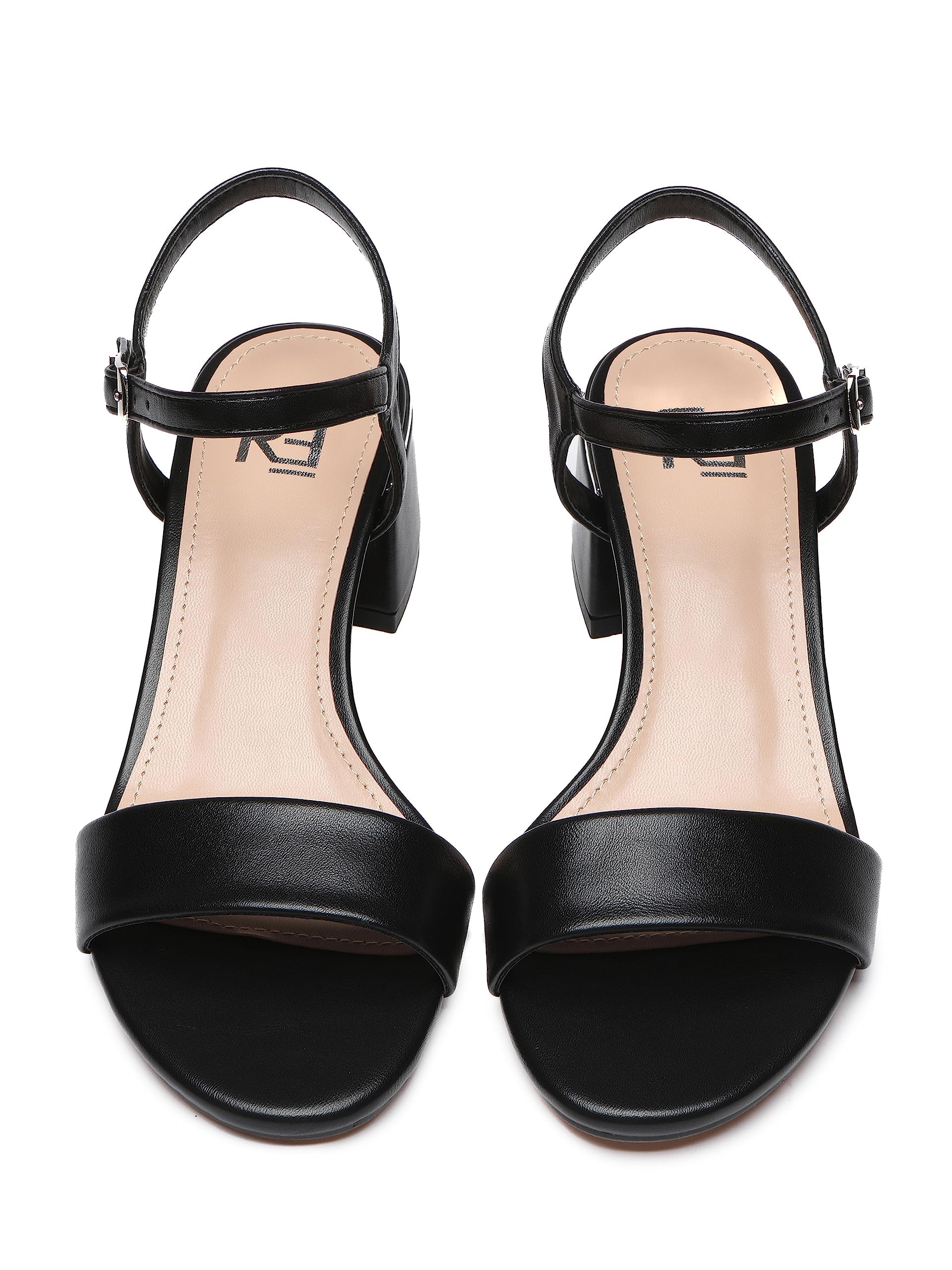 Sandali Donna con Tacco, Nero, 5 cm Tacco a blocco, Cinturino alla caviglia, Microfibra, C553-K1781-MF