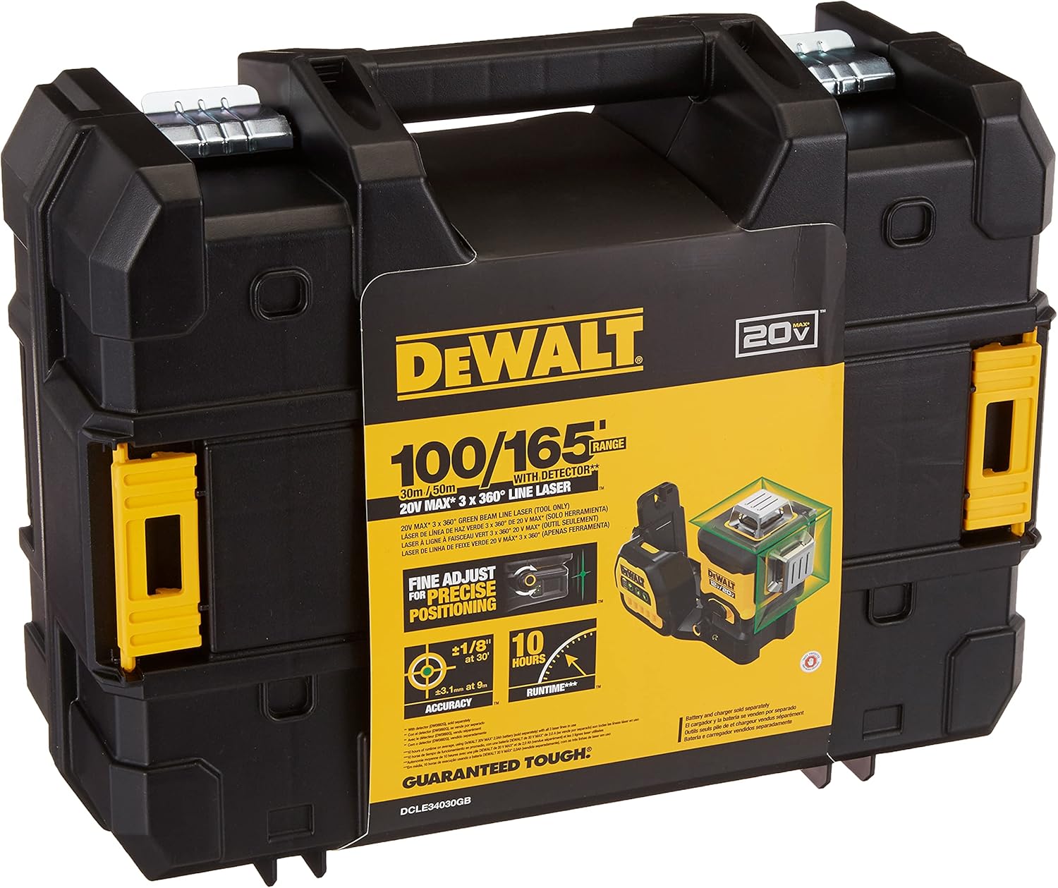 DEWALT DCLE34030GB-QU PREMIUM 3 x 360 20V GREEN LASER (BARE TOOL) - - 
