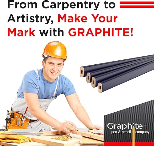 Miniatura 8 de GRAPHITE Lápiz de carpintero de plomo duro #2 Lápiz de madera (1) Paquete de 12 piezas - Lápiz industrial para pisos de madera Marcador para