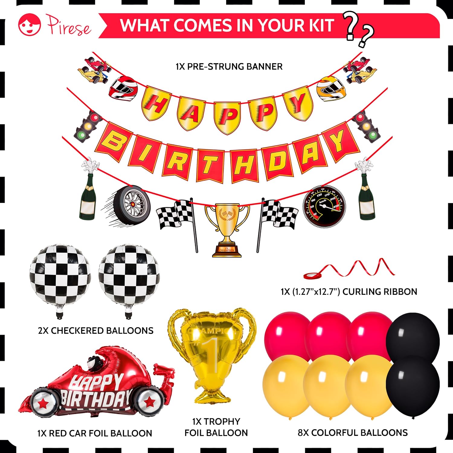 Pirese Formula 1 Birthday Decorations, Race Car Birthday Party Decorations