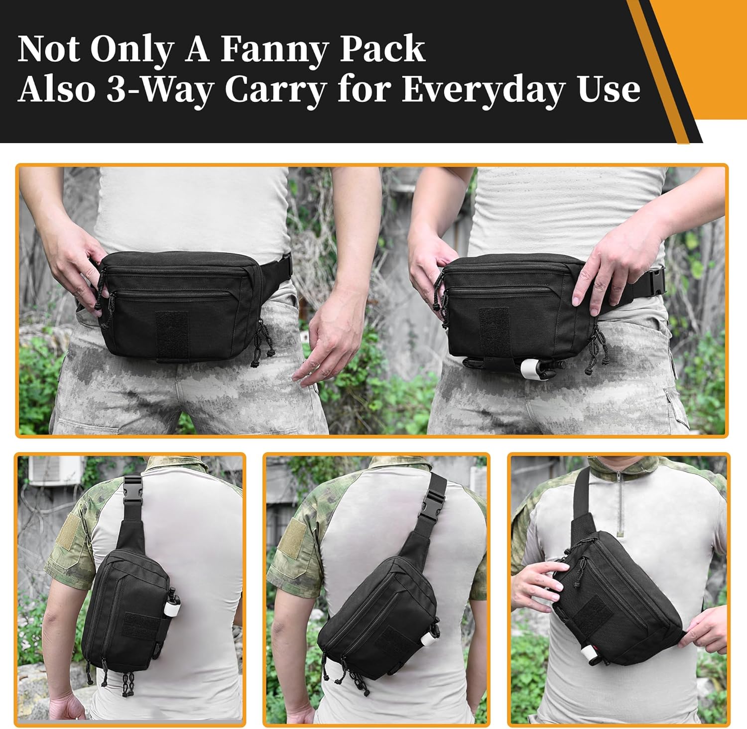 Tactical CCW Fanny Pack with Gun Holster – Off Body Concealed Carry Waist Bag for Compact & Subcompact Pistols (G19/G26/G43 Compatible), Quick Access EDC Pistol Pack - Image 6