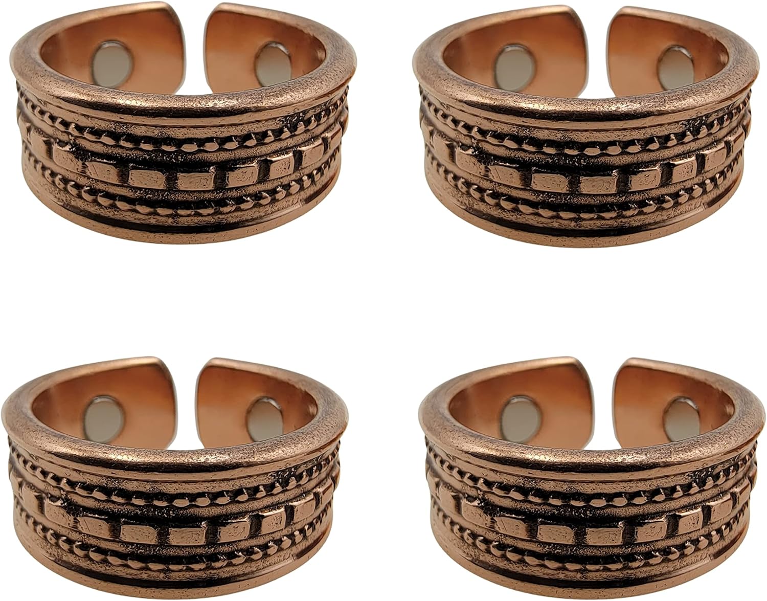 Magnetic Copper Rings for Arthritis and Joint Pain Relief - Therapeutic Magnetic Therapy Ring for Women and Men - Adjustable Copper Magnetic Bracelet Ring (S - Size 8, Hammered) : Health & Household