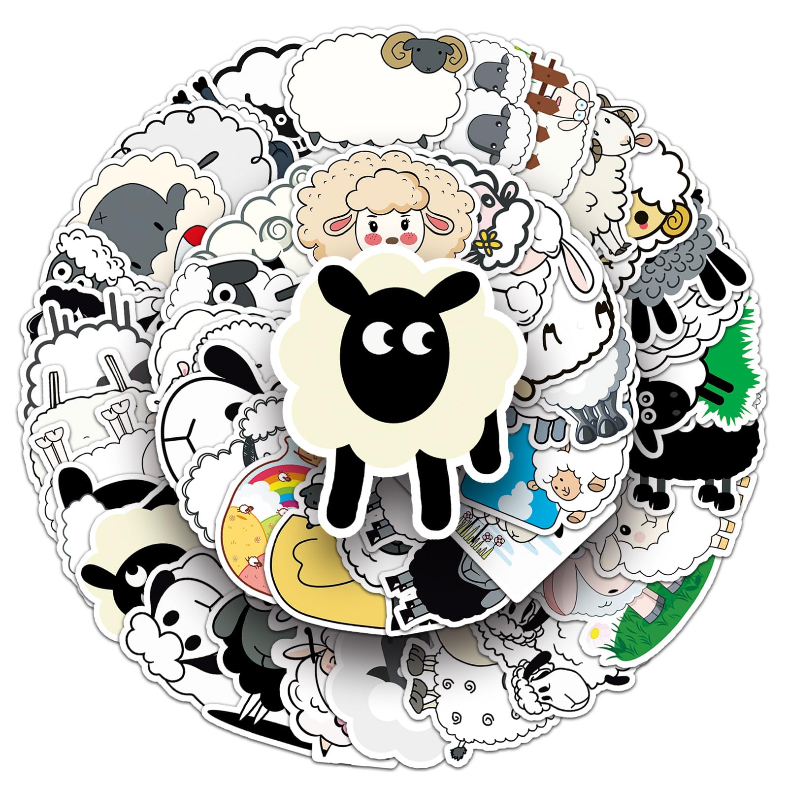 Norinoya 50PCS Sheep Stickers for Scrapbooking, Stamping,Birthday Gift, Party Supply