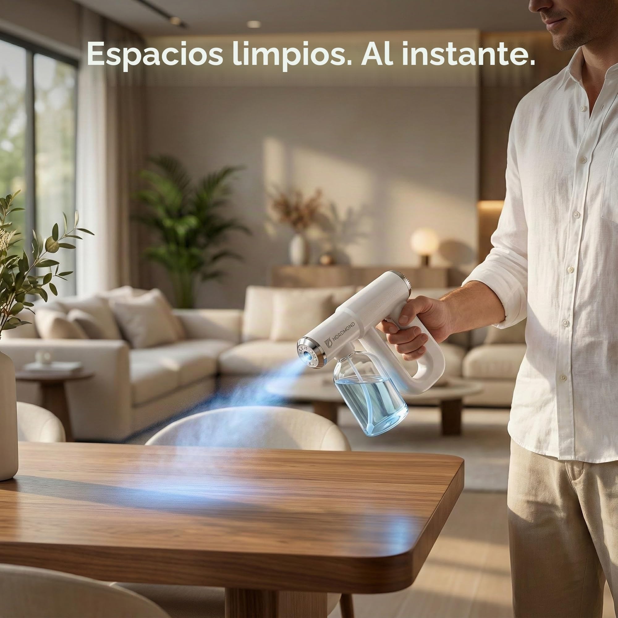 The Original Desinfectant Fogger Machine - Pulverizador desinfectante profesional - Atomizador electrostático ULV y nano pistola de vapor - Pistola de pulverización recargable de peluquero con luz