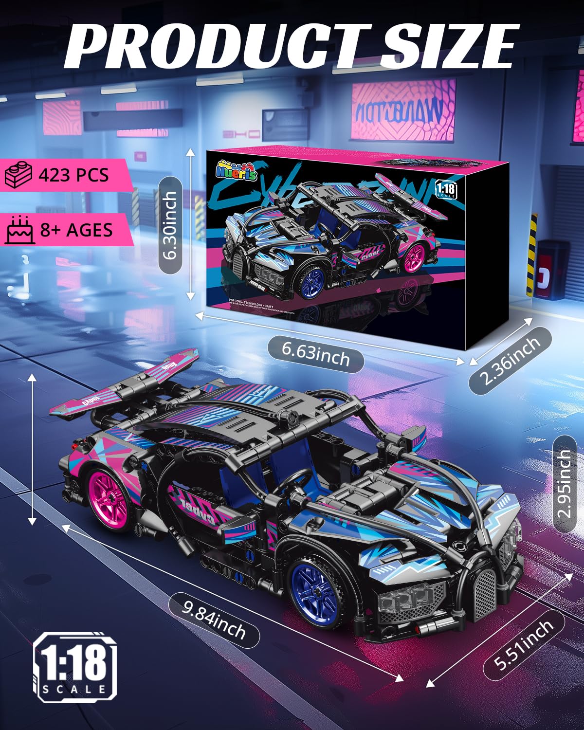 Amazon.com: Nueris 1:18 Technic Super Sports Cars Model Sets - 423